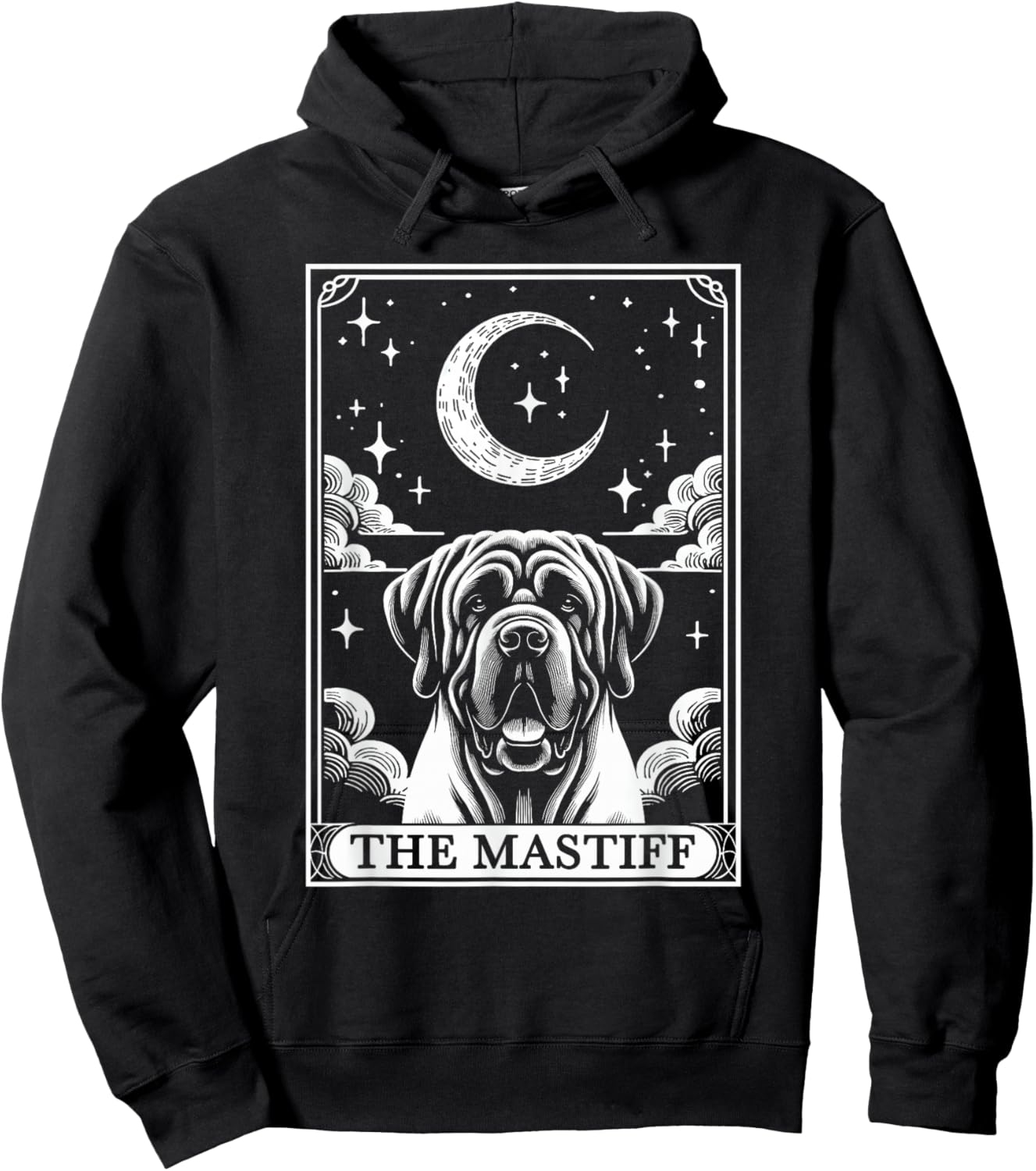 Tarot Card Vintage Crescent Moon English Mastiff Dog Mom Hoodie - Hoodie | Black