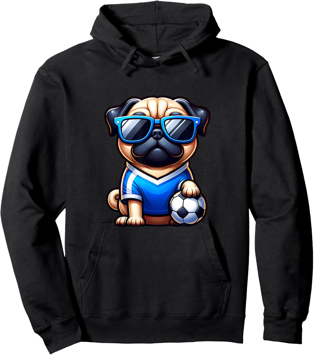 Pug Soccer Player Dog Champion Fan Women Kids Hoodie - Hoodie | Black