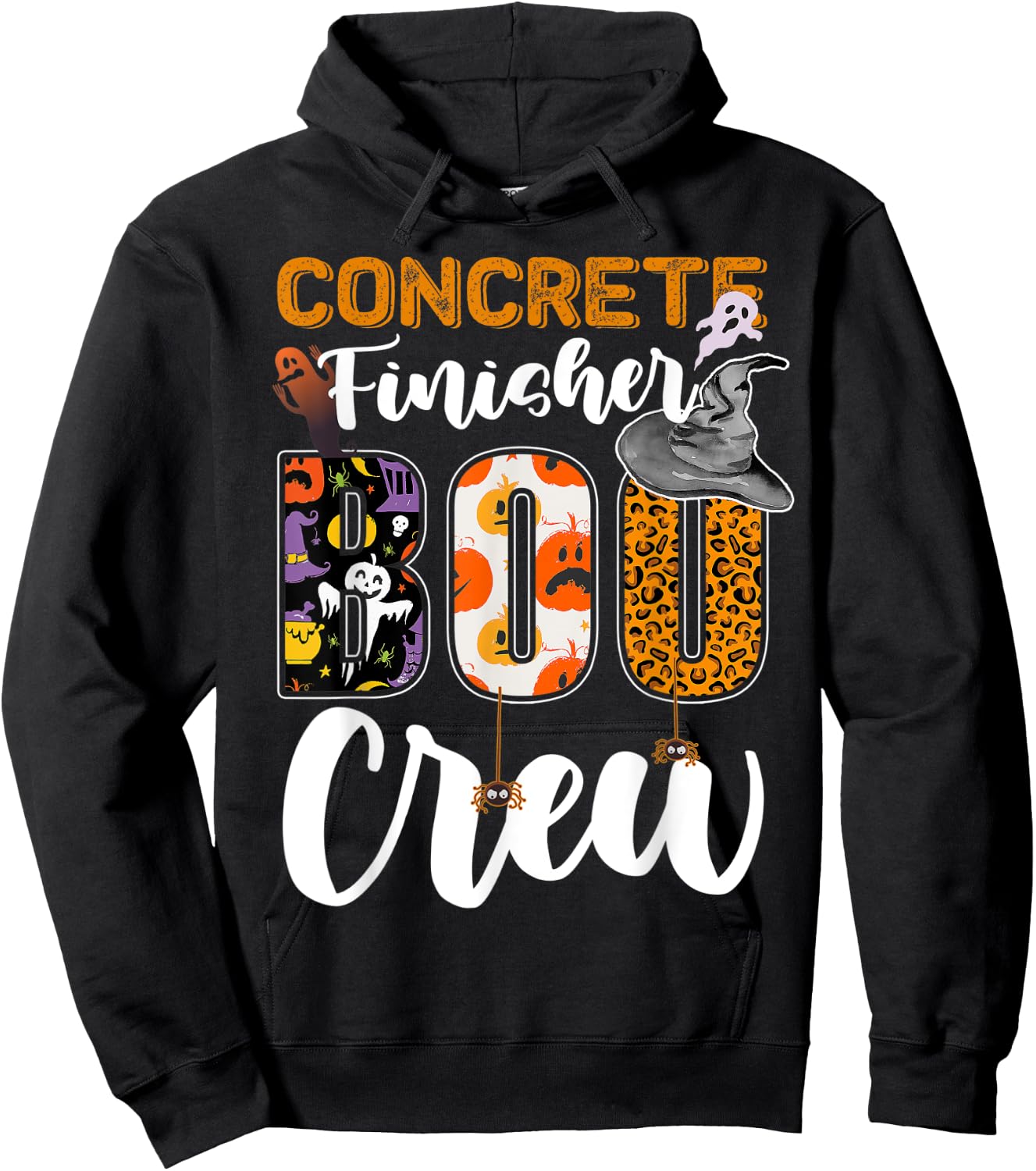 Concrete Finisher Boo Crew Ghost Funny Halloween Matching Hoodie - Hoodie | Black