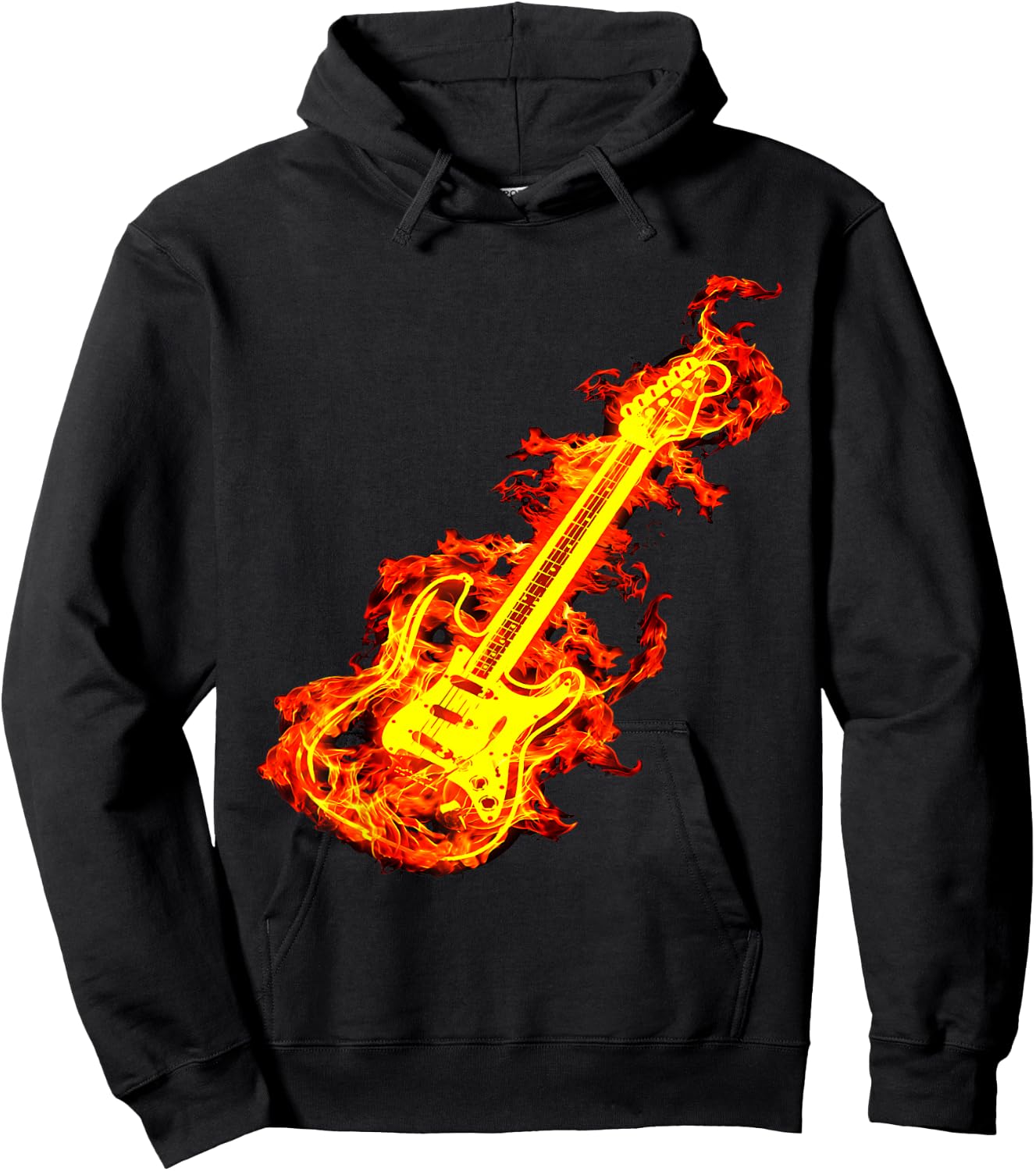 playable guitar shirt Electric Guitar On Fire Rock Lover Hoodie - Hoodie | Black