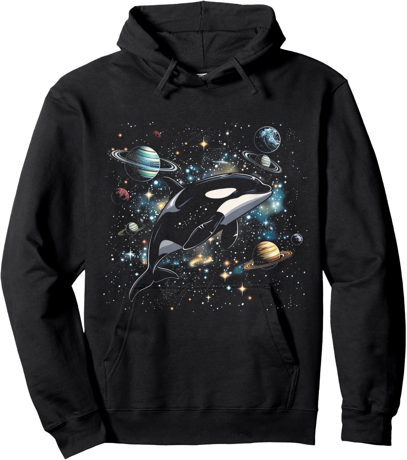 Orca In Space Planets Stars Whale Lover Hoodie - Hoodie | Black