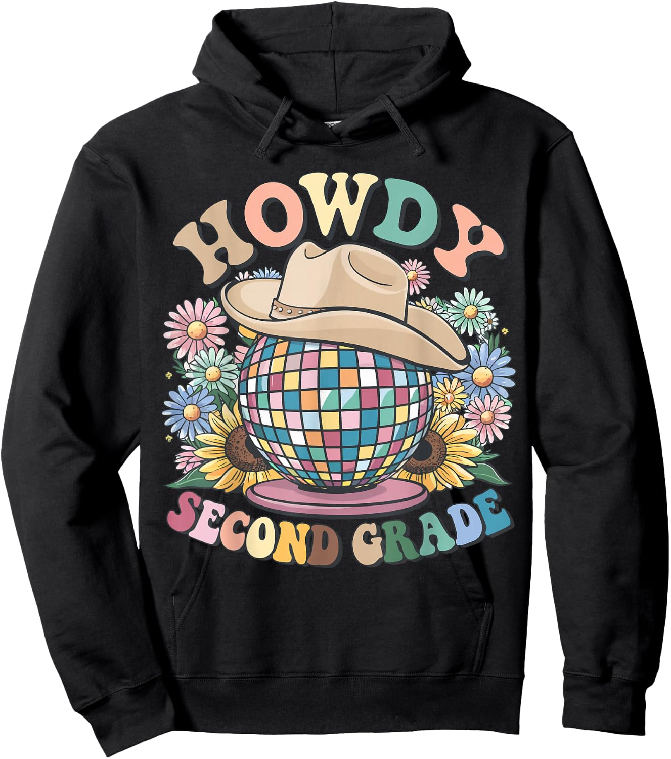 Howdy Second Grade Cowgirl Western 2nd Grade Back to School Hoodie - Hoodie | Black
