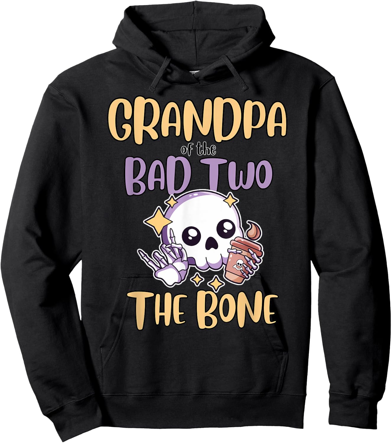 Grandpa of the Bad Two The Bone 2nd Birthday Party Outfit Hoodie - Hoodie | Black