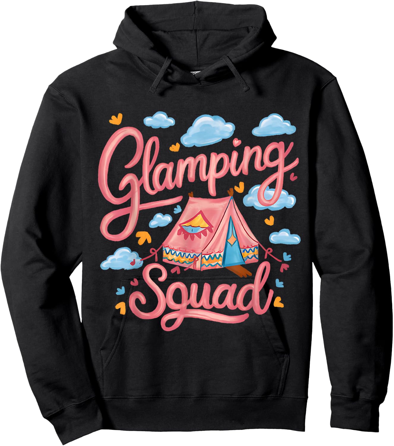Funny Glamping Squad For Cool Outdoor Camping Lover Girls Hoodie - Hoodie | Black