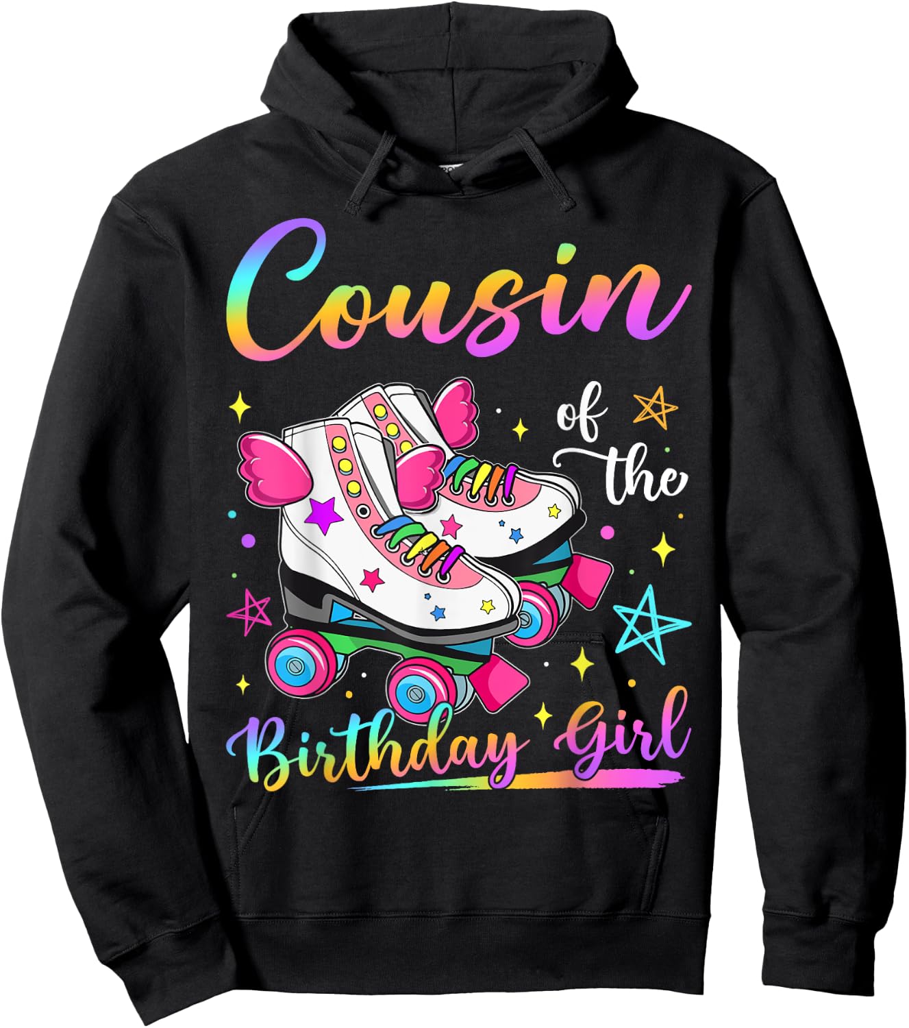 Cousin Of The Birthday Girl Rolling Skate Family Matching Hoodie - Hoodie | Black