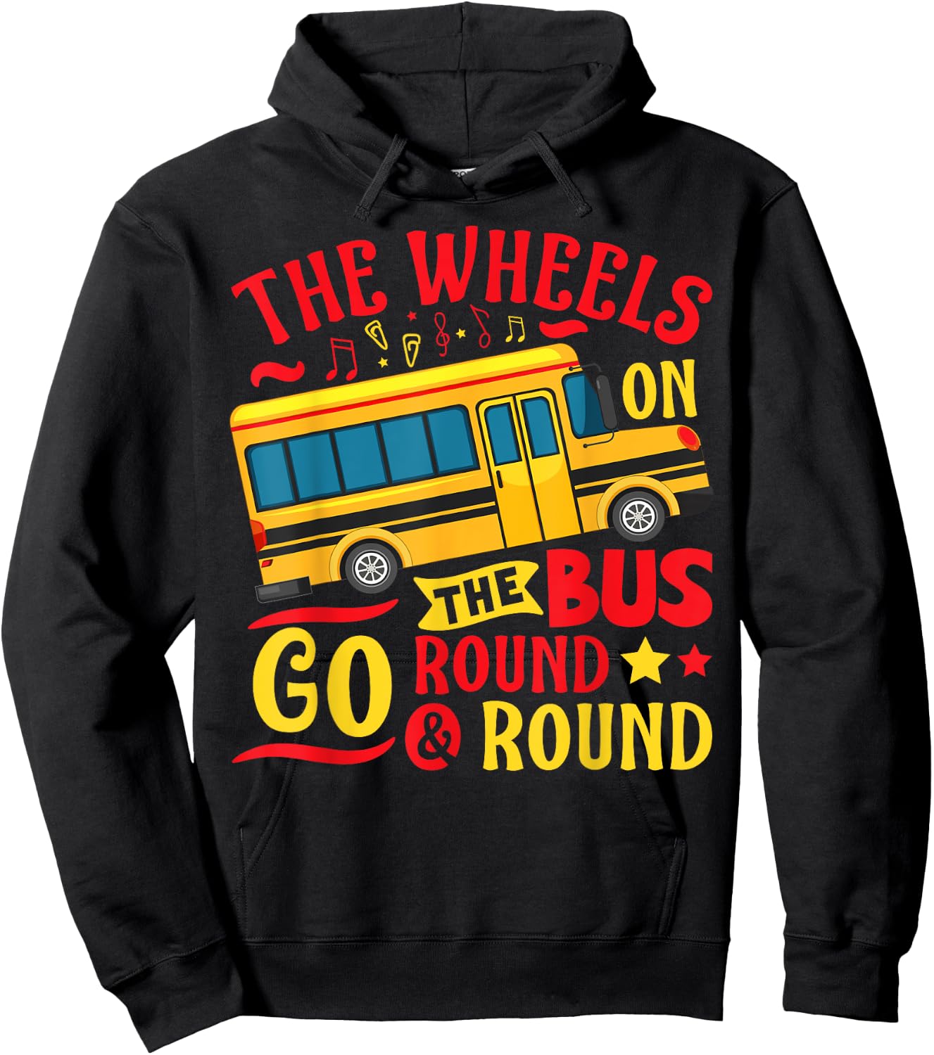The Wheels On The Bus Go Round & Round Preschool Music Hoodie - Hoodie | Black