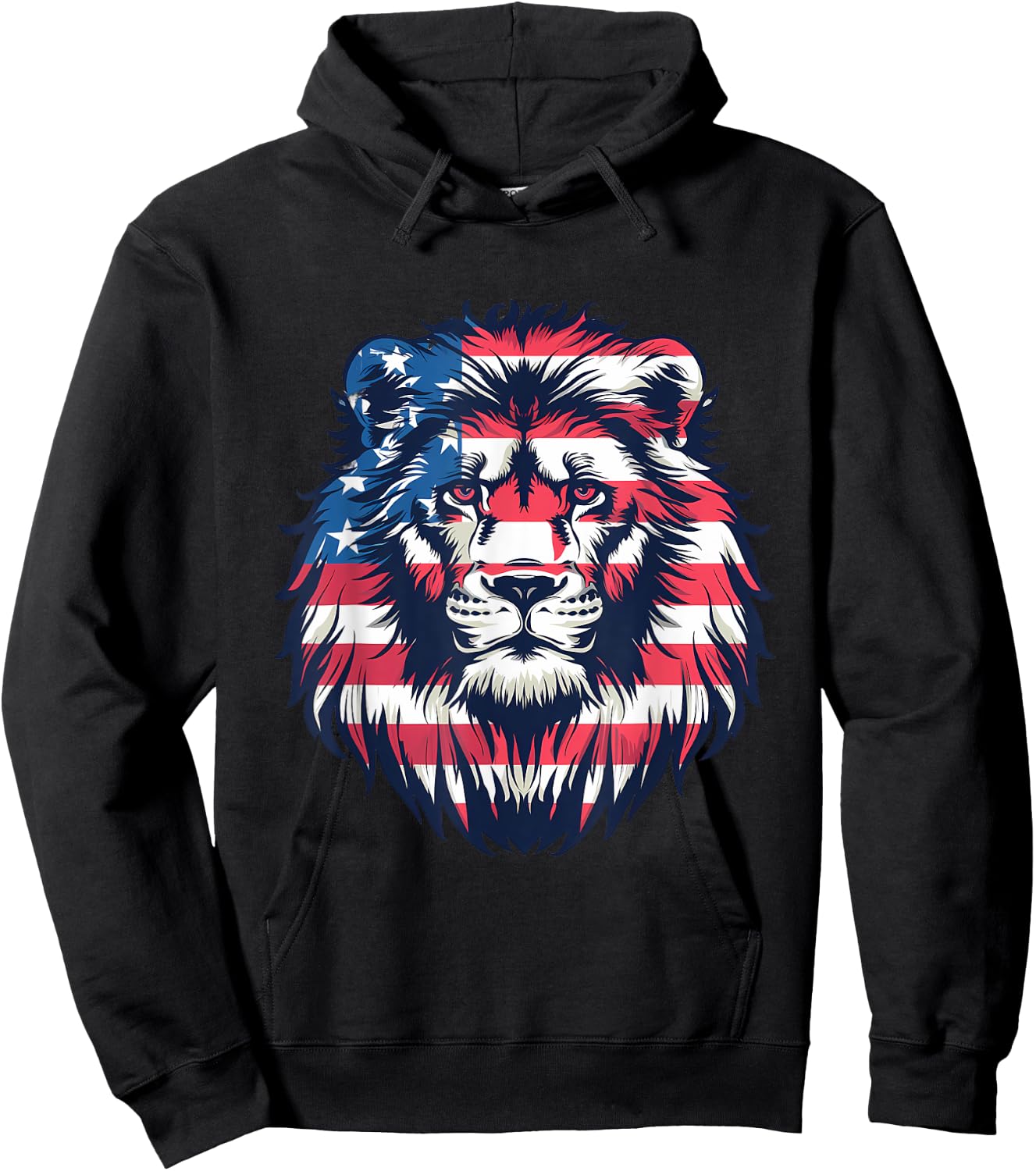 Fourth Of July Vintage Patriotic Lion American Flag USA Hoodie - Hoodie | Black