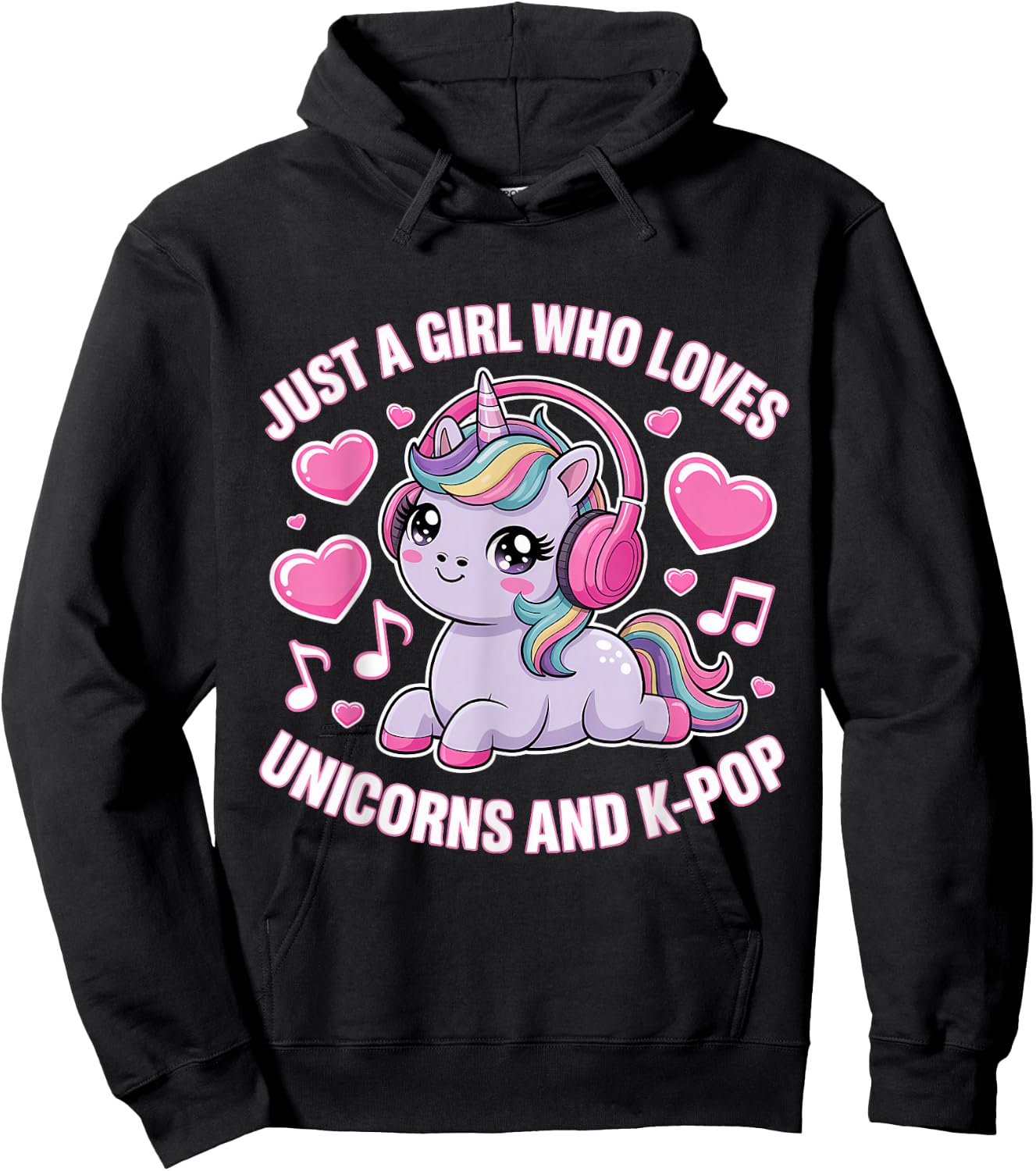 Just A Girl Who Loves Unicorns and K-Pop Girl K Pop Kpop Hoodie - Hoodie | Black