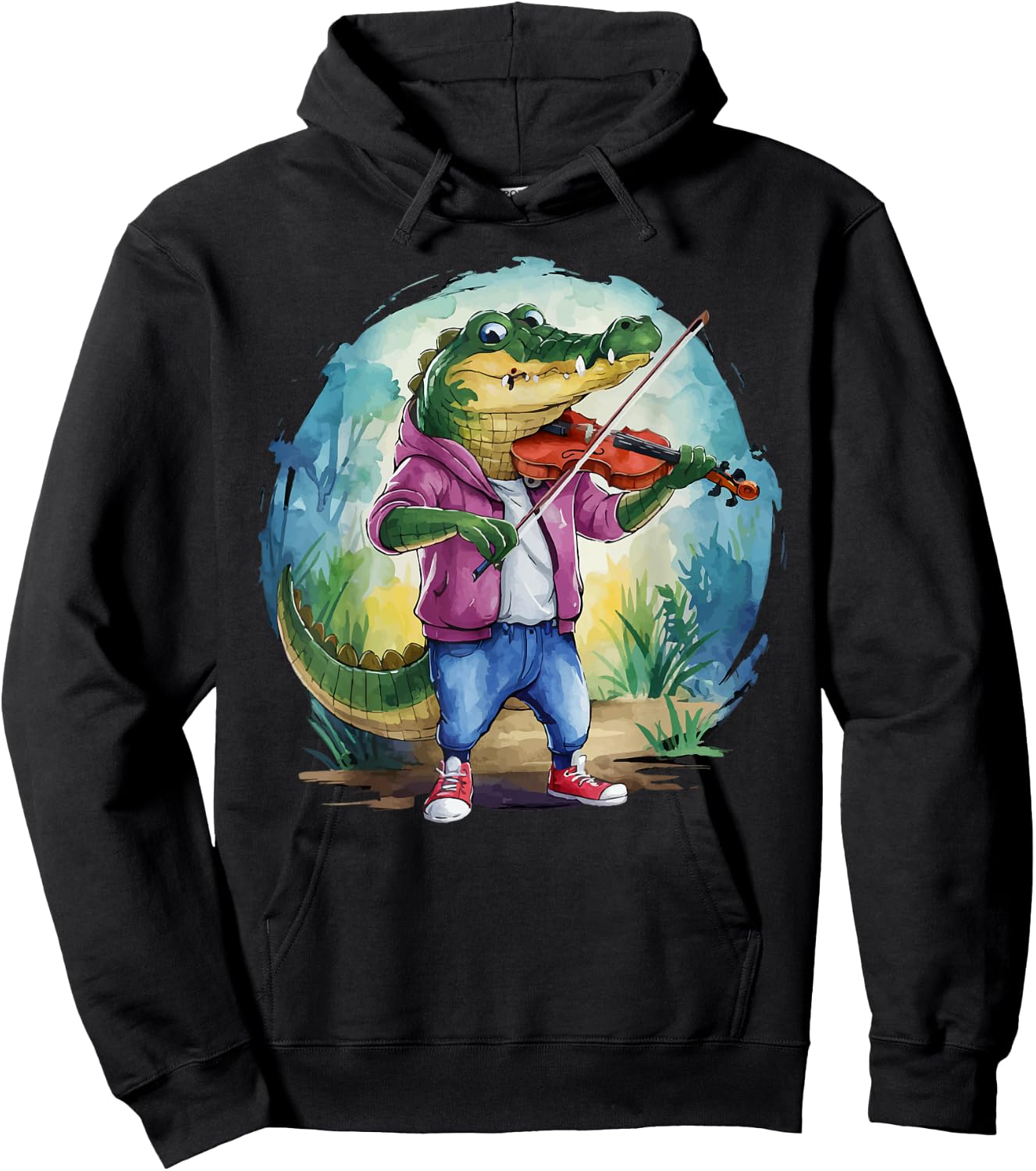 Crocodile Playing Violin Violinis Violin Player Animal music Hoodie - Hoodie | Black