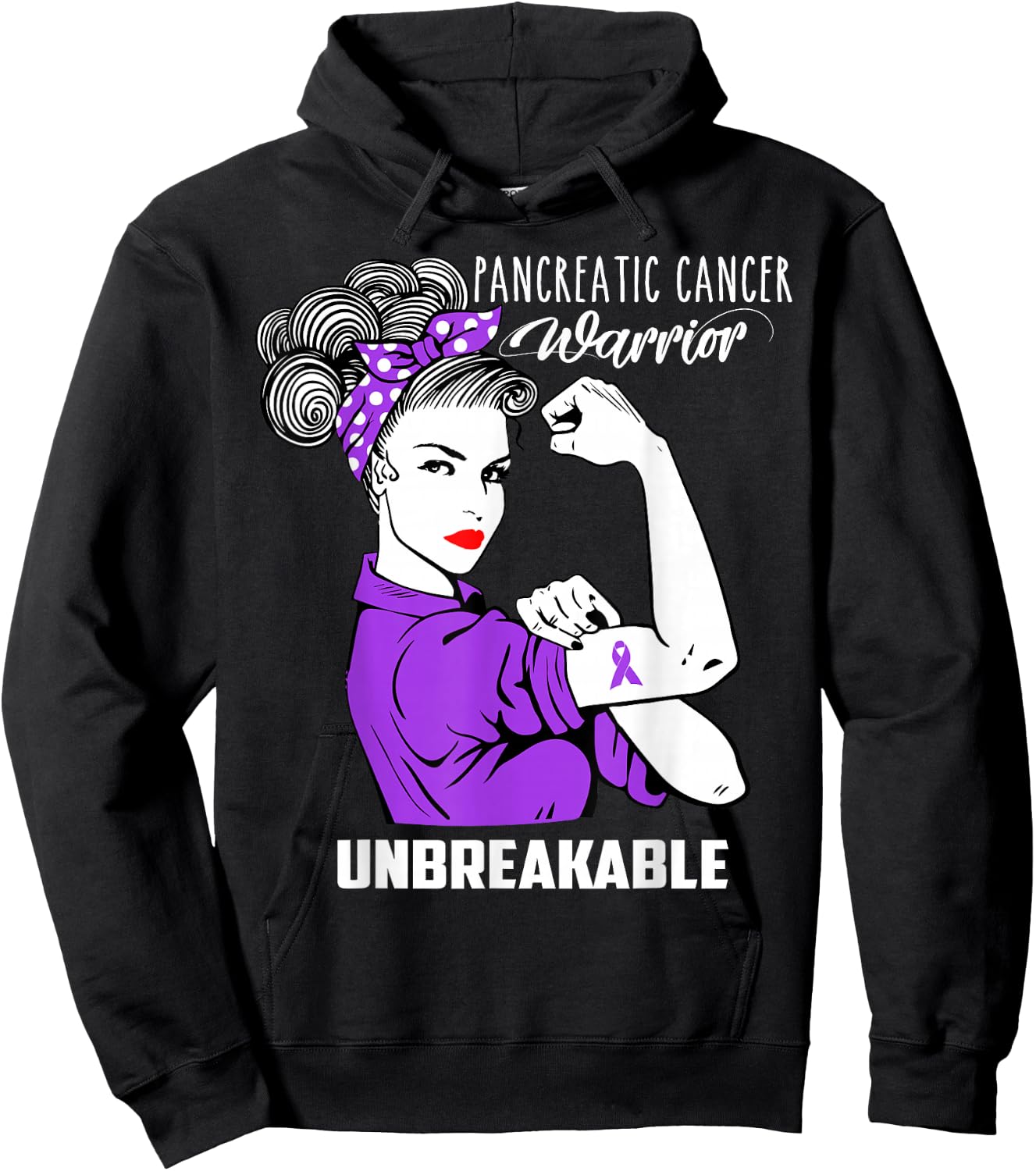 Pancreatic Cancer Warrior Unbreakable Shirt Awareness Gift Hoodie - Hoodie | Black