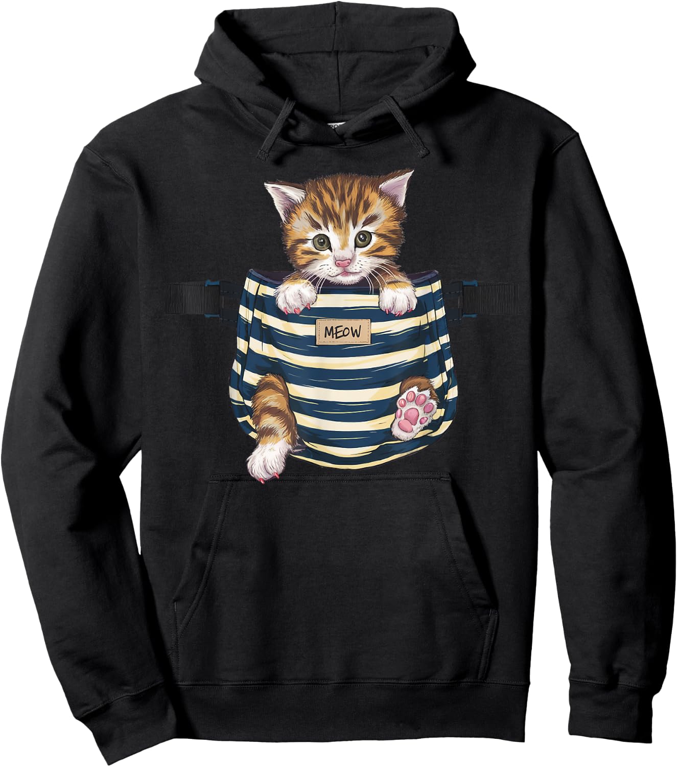 Cat Pocket Cute Kitten Gifts For Cat Lover Cat Mom Cat Dad Women Kids Hoodie - Hoodie | Black