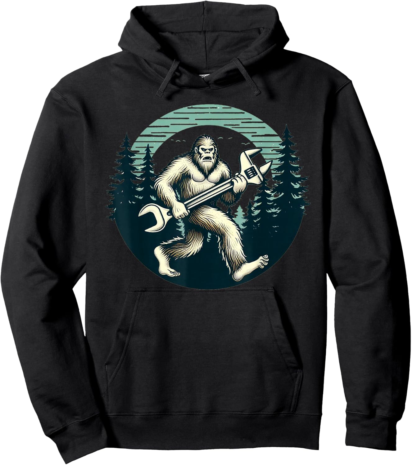 Bigfoot Plumber Pipe Wrench Funny Sasquatch Plumbing Hoodie - Hoodie | Black