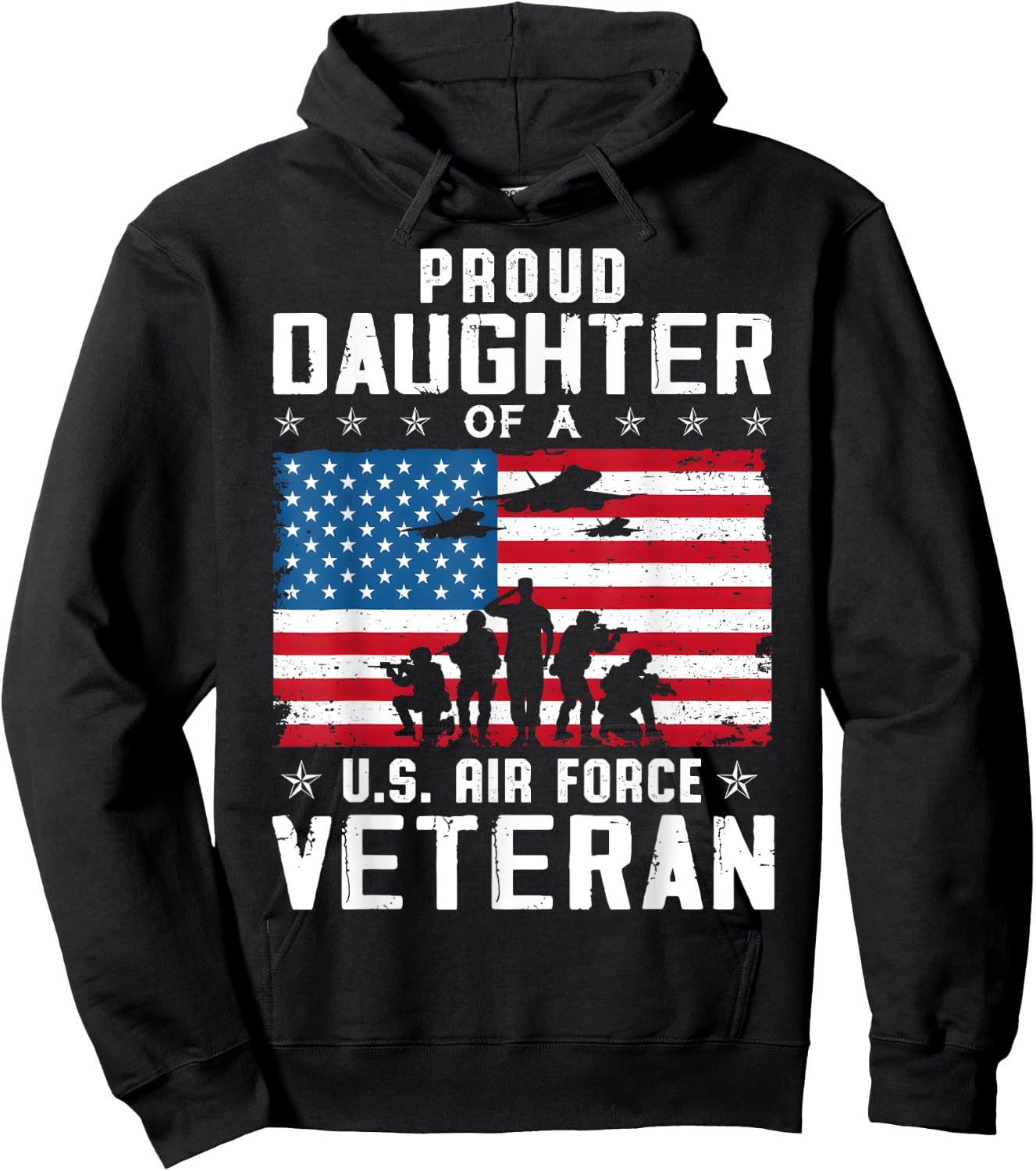 Proud Daughter Of A USAF Veteran Hoodie - Hoodie | Black