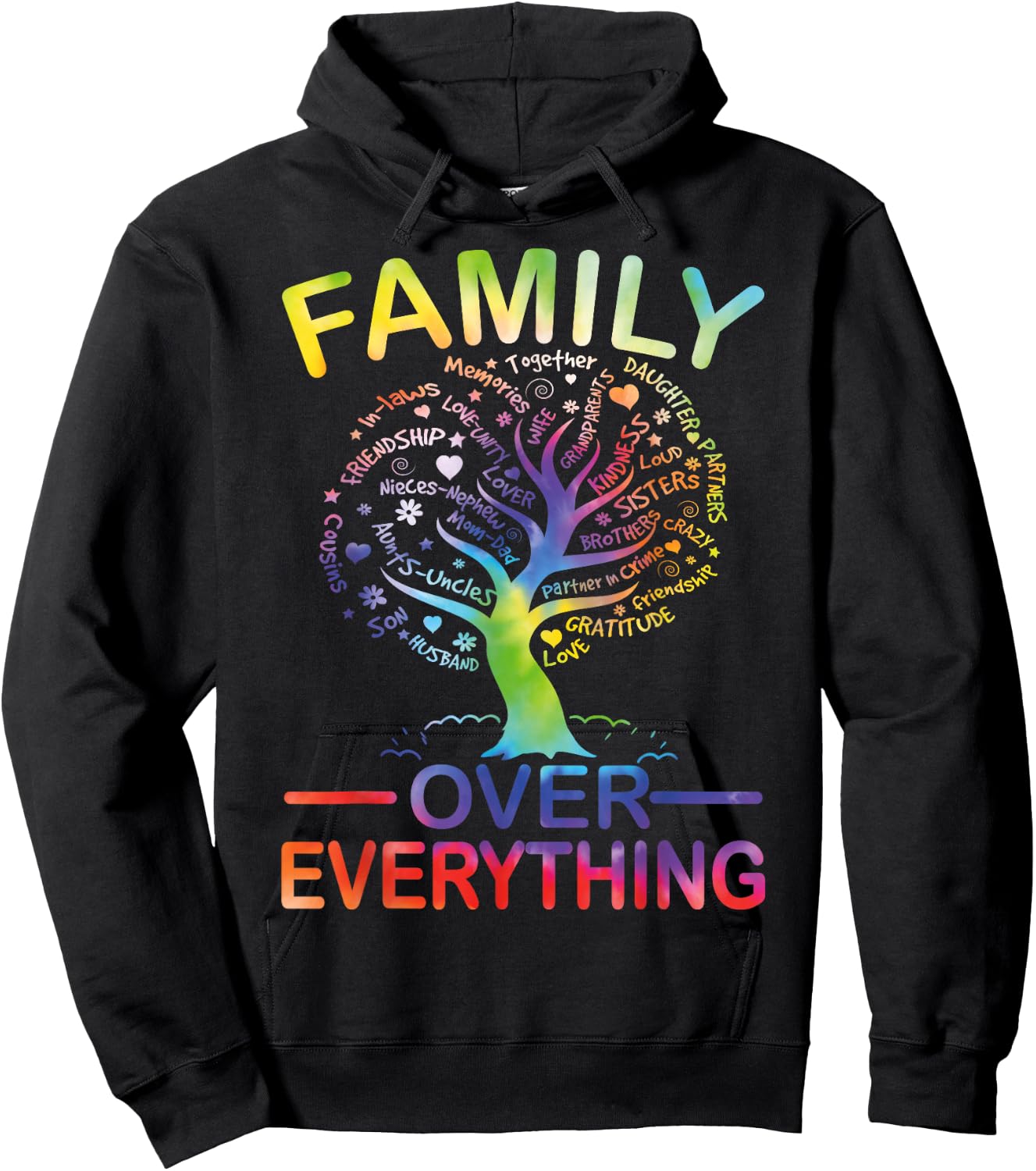 Family Over Everything Family Reunion Party Matching Tie Dye Hoodie - Hoodie | Black