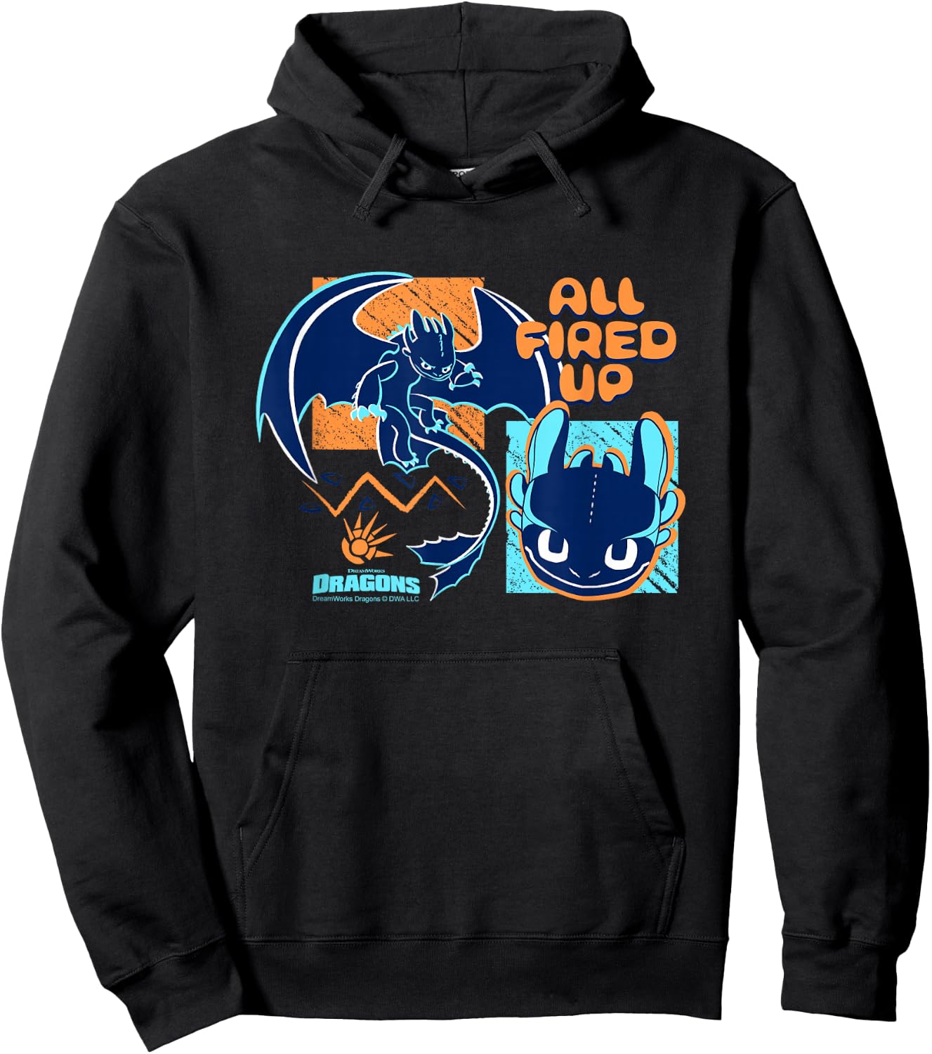 How to Train Your Dragon All Fired Up Toothless Chest Poster Hoodie - Hoodie | Black