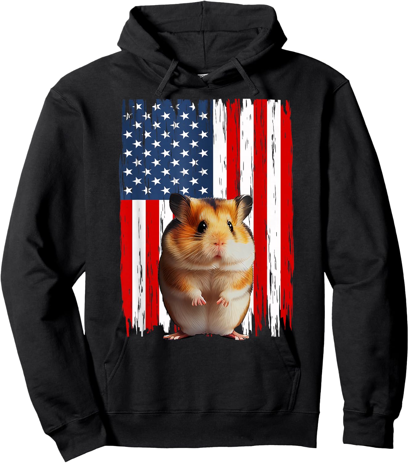 Patriotic Hamster American Flag 4th Of July Men Women Hoodie - Hoodie | Black