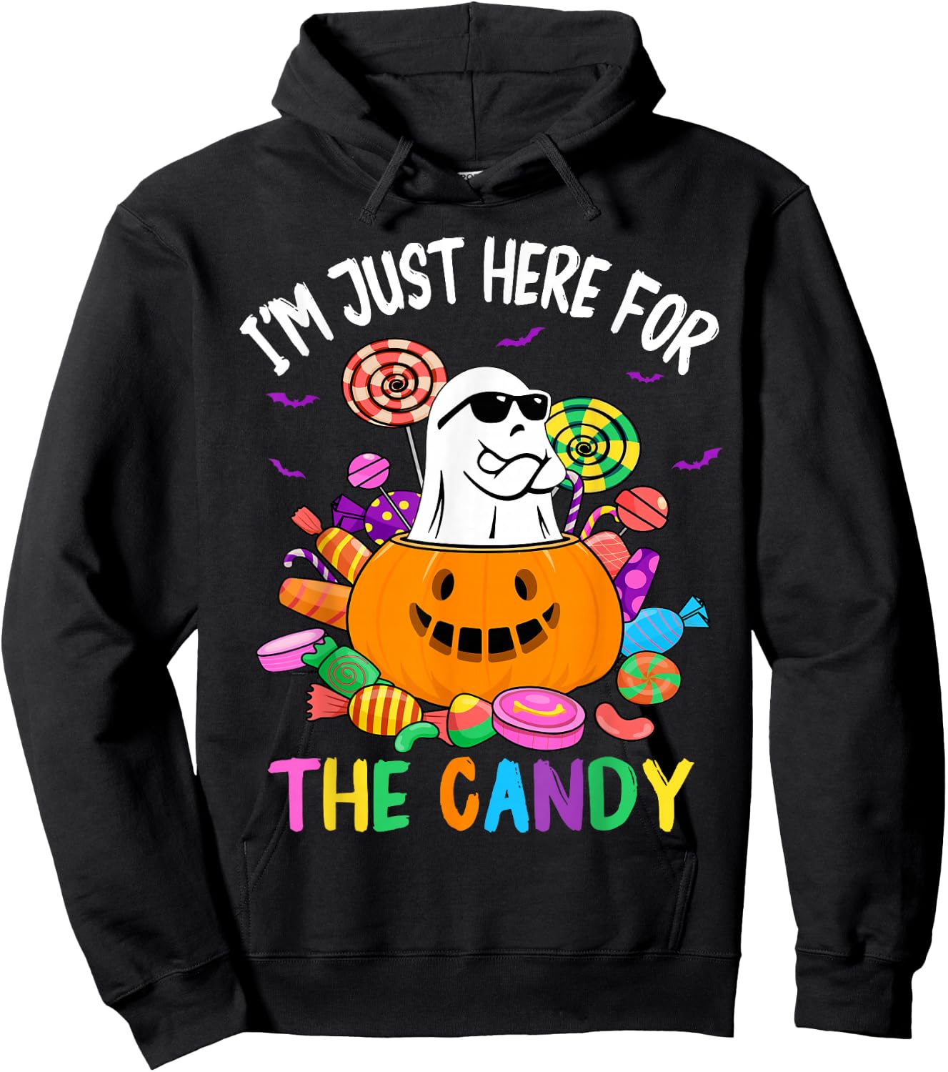 I'm Just Here For The Candy Funny Ghost halloween Hoodie - Hoodie | Black