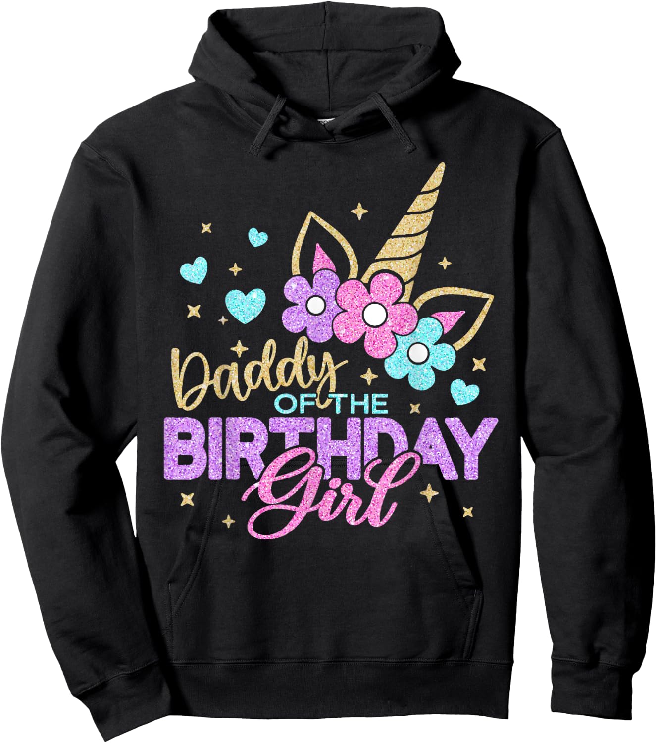 Daddy of the Birthday Princess Girl Dad Unicorn Bday Party Hoodie - Hoodie | Black