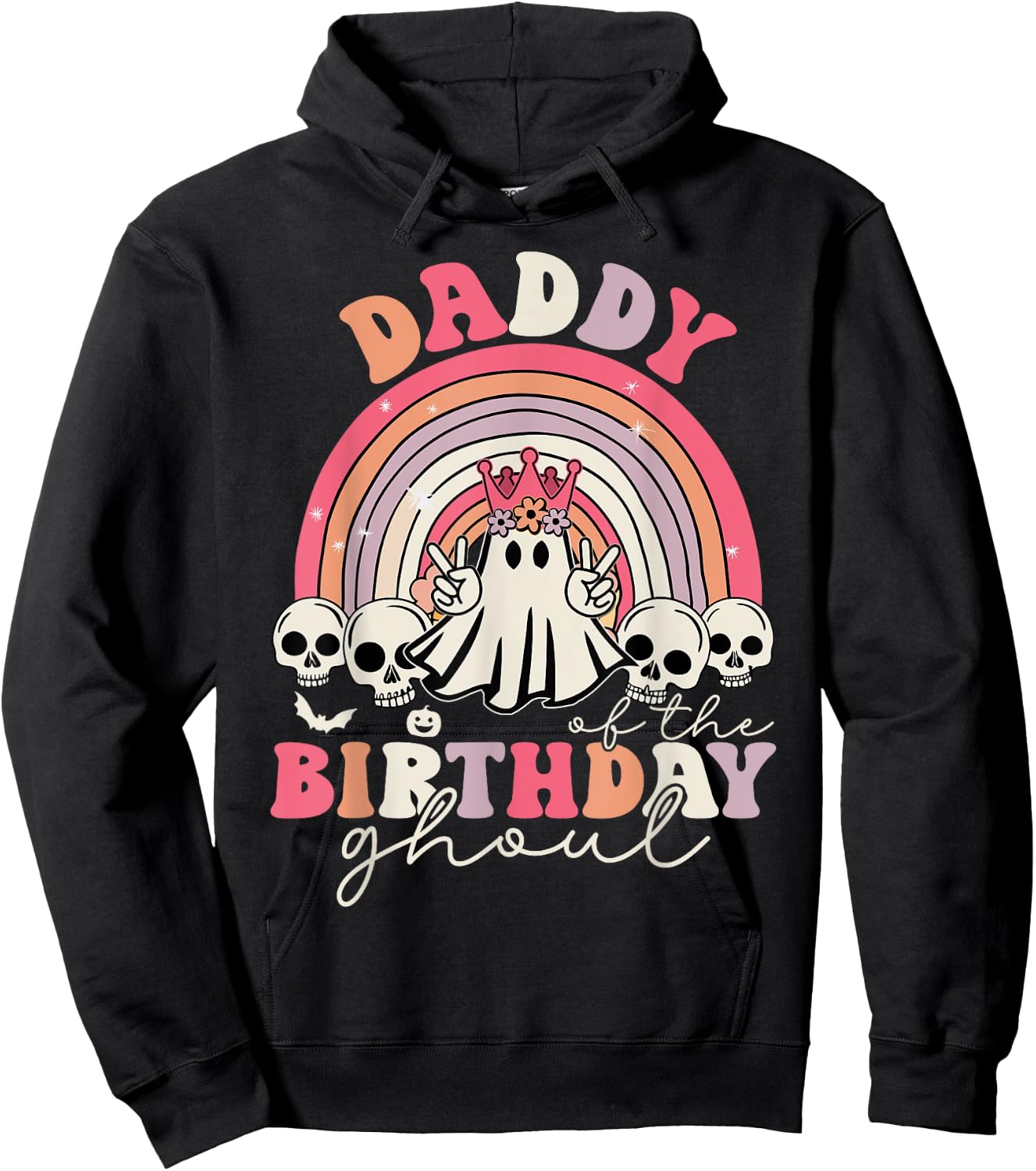 Daddy Of The Birthday Ghoul Rainbow Ghost Halloween Bday Hoodie - Hoodie | Black
