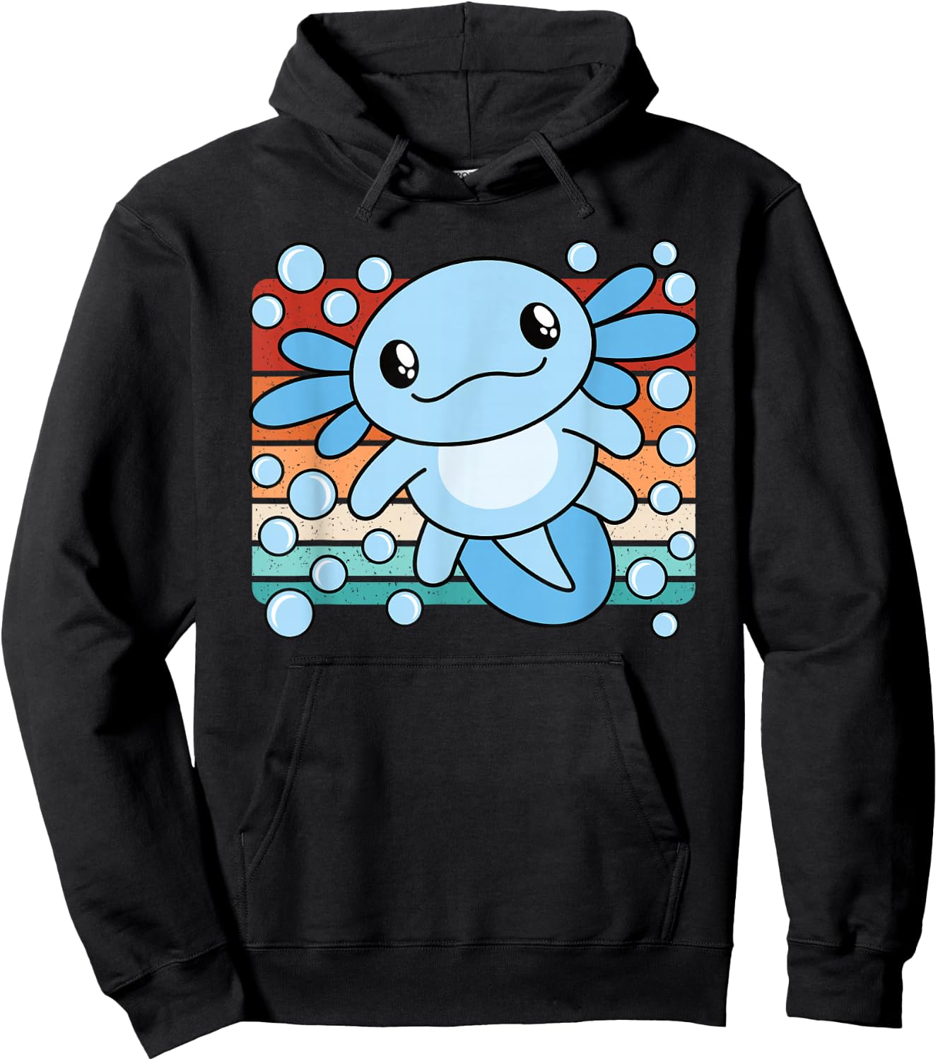 Cute Kawaii Axolotl Salamander Retro Boys Girls Kids Hoodie - Hoodie | Black