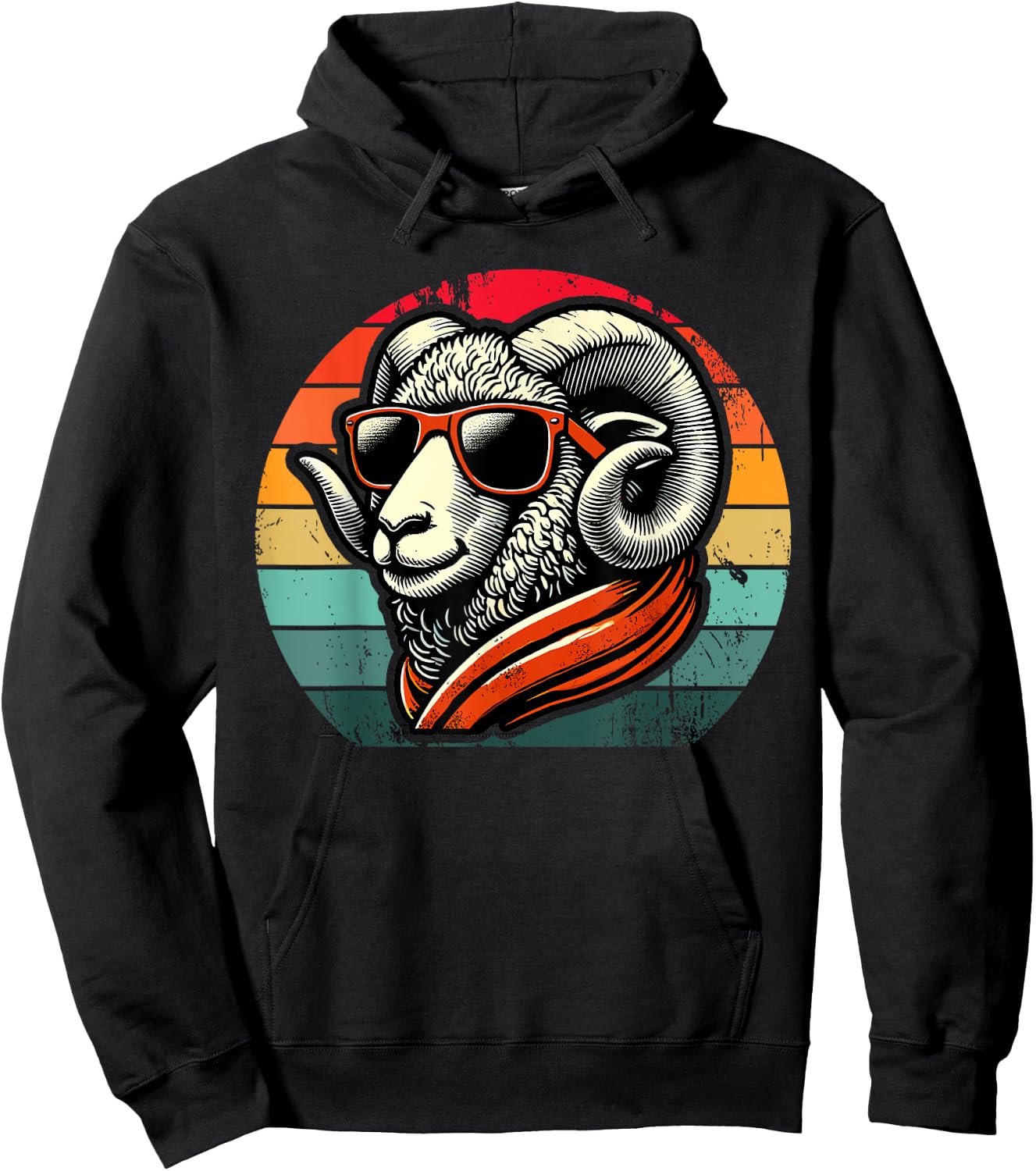 Retro Ram in Sunglasses Men Women Kids Novelty Funny Ram Hoodie - Hoodie | Black