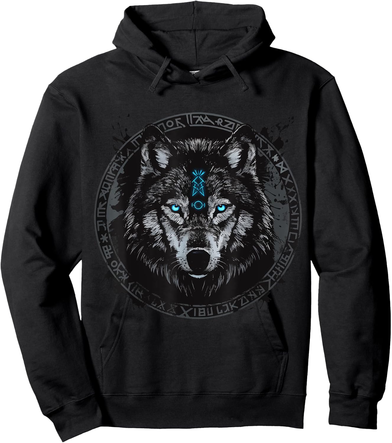 Viking Odins Wolves Geri & Freki Runes Wolf Hoodie - Hoodie | Black