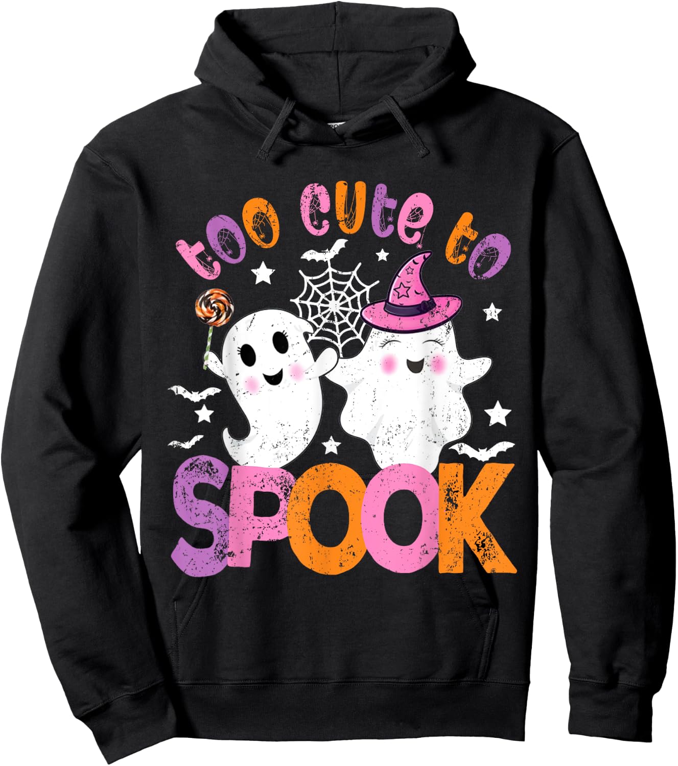 Kawaii Halloween Ghost Costume Too Cute To Spook Girl Kids Hoodie - Hoodie | Black