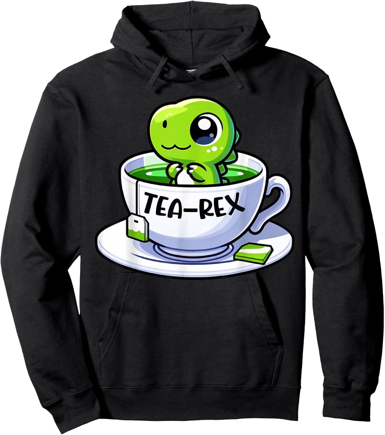 Tea Rex Dinosaur Funny Pun Lover Tea Lover Design Hoodie - Hoodie | Black
