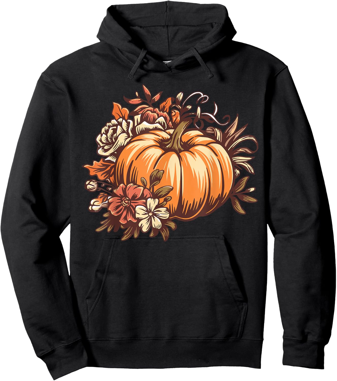 Fall Shirt Women Vintage Pumpkin Autumn Graphic Thanksgiving Hoodie - Hoodie | Black