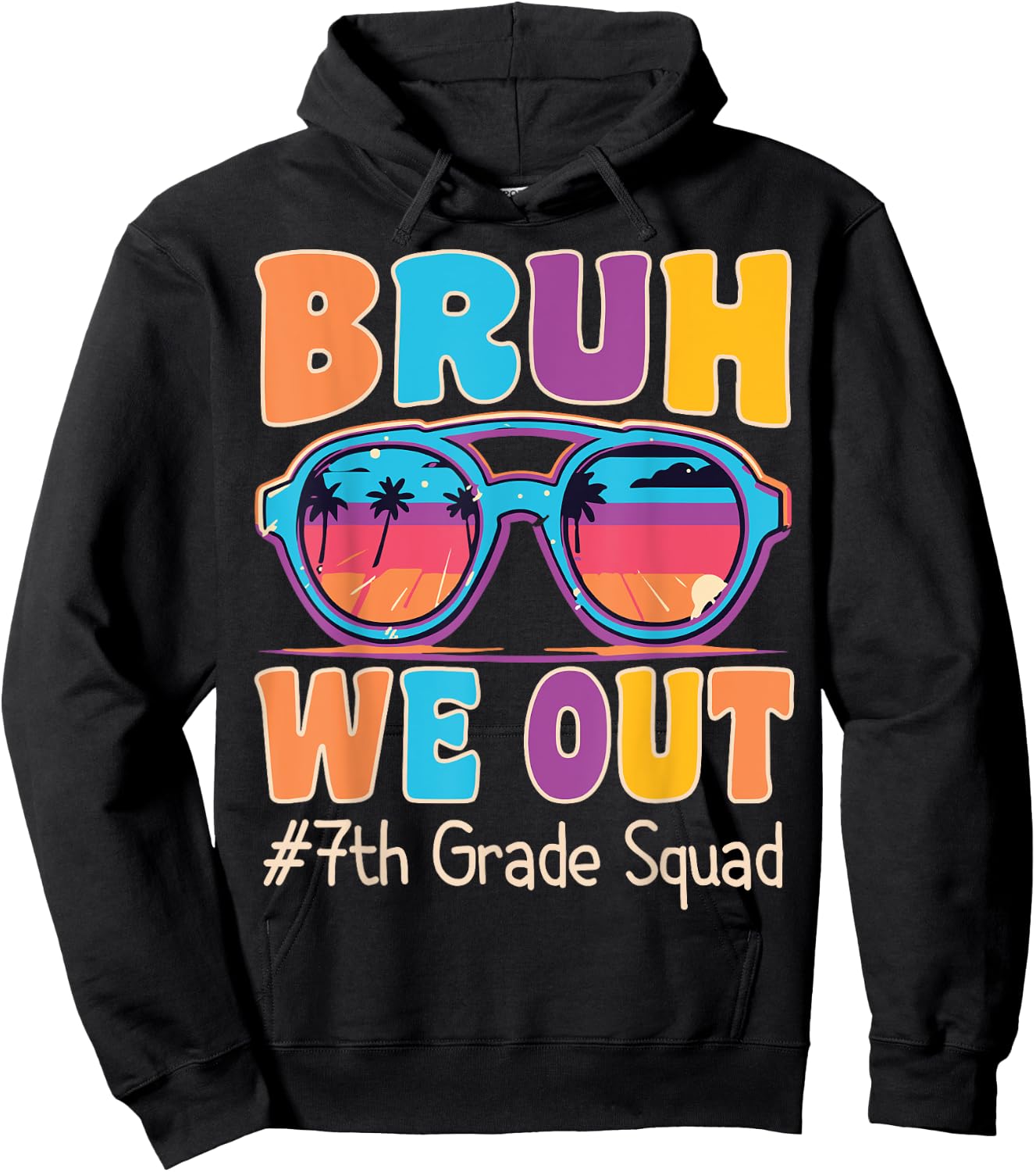 Bruh We Out 7th Seventh Grade Squad Retro Last Day Of School Hoodie - Hoodie | Black