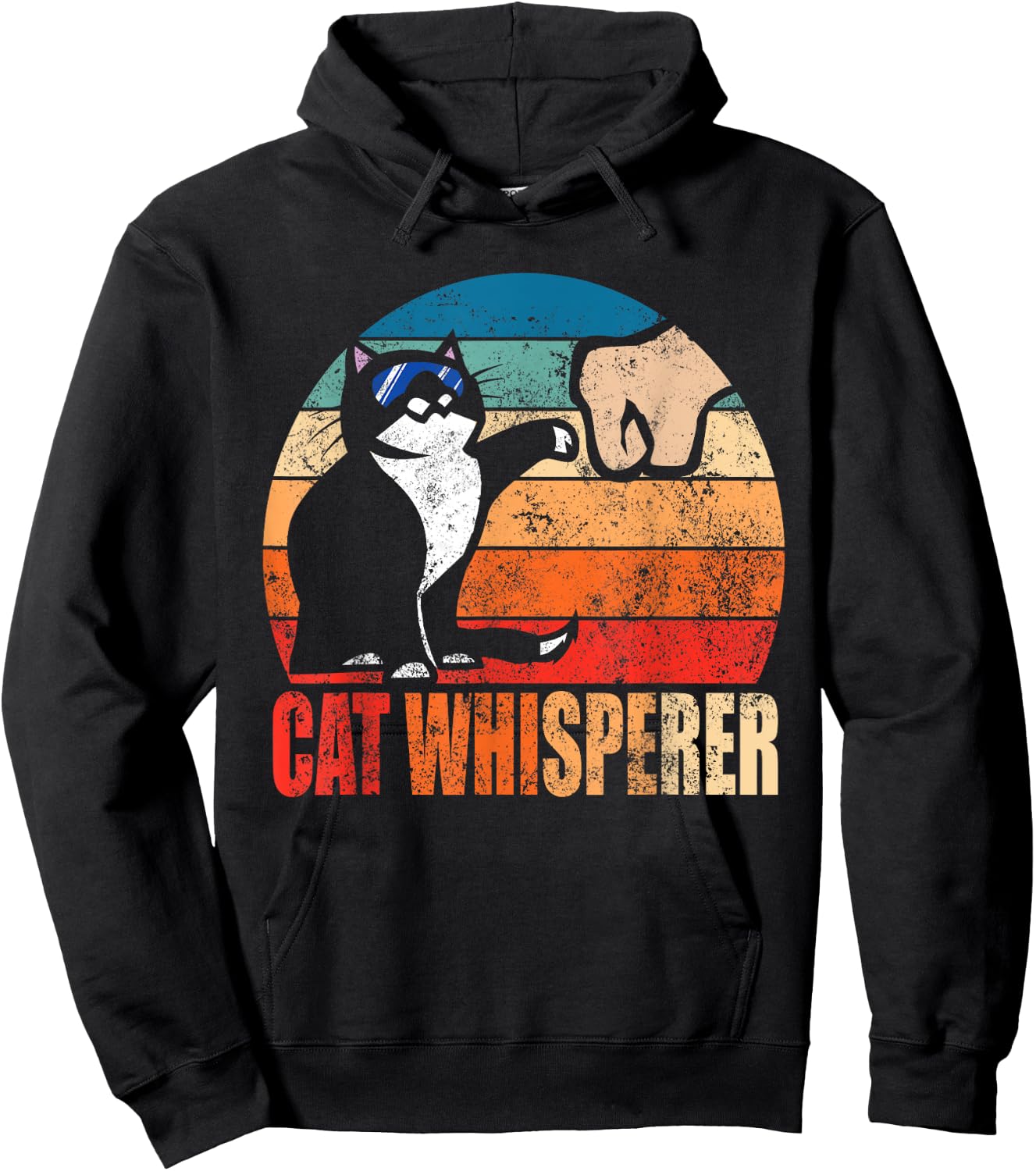 Funny Retro Best Cat Whisperer with Fist Bump Gift Men Women Hoodie - Hoodie | Black
