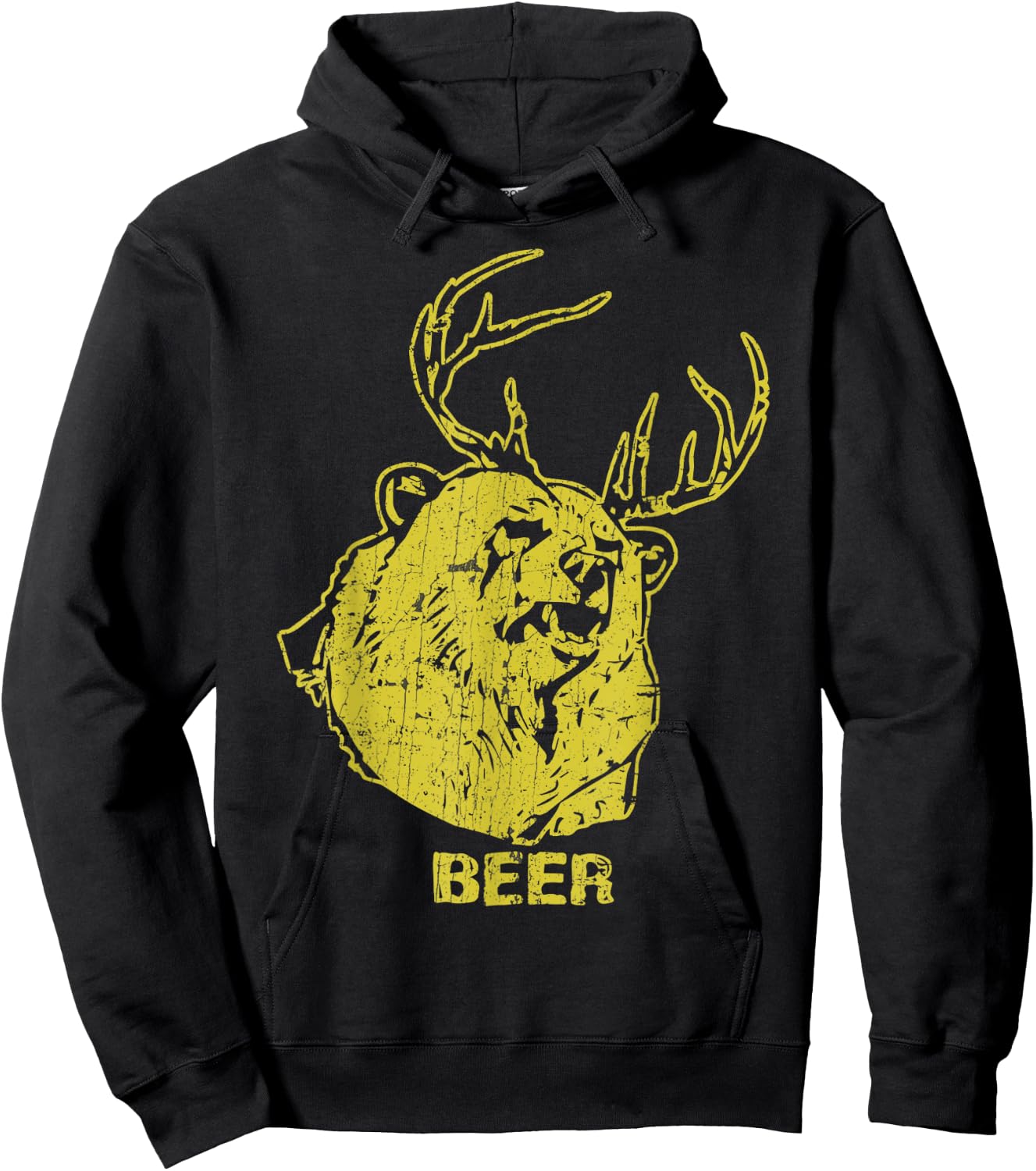 Bear Deer Beer Vintage Horn Bear Hunting Hoodie - Hoodie | Black