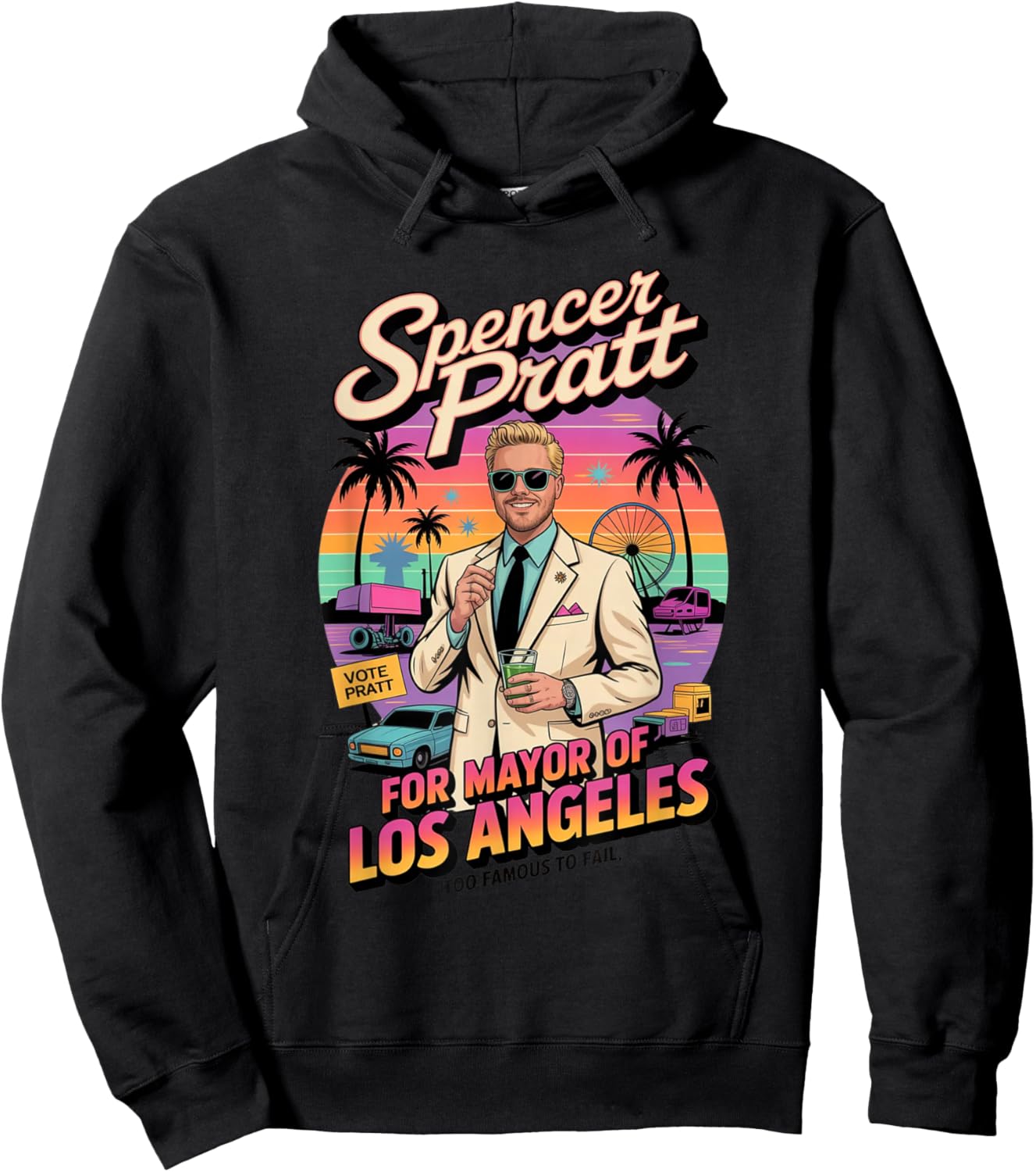 Spencer Pratt for Los Angeles Mayor Retro California Design Hoodie - Hoodie | Black