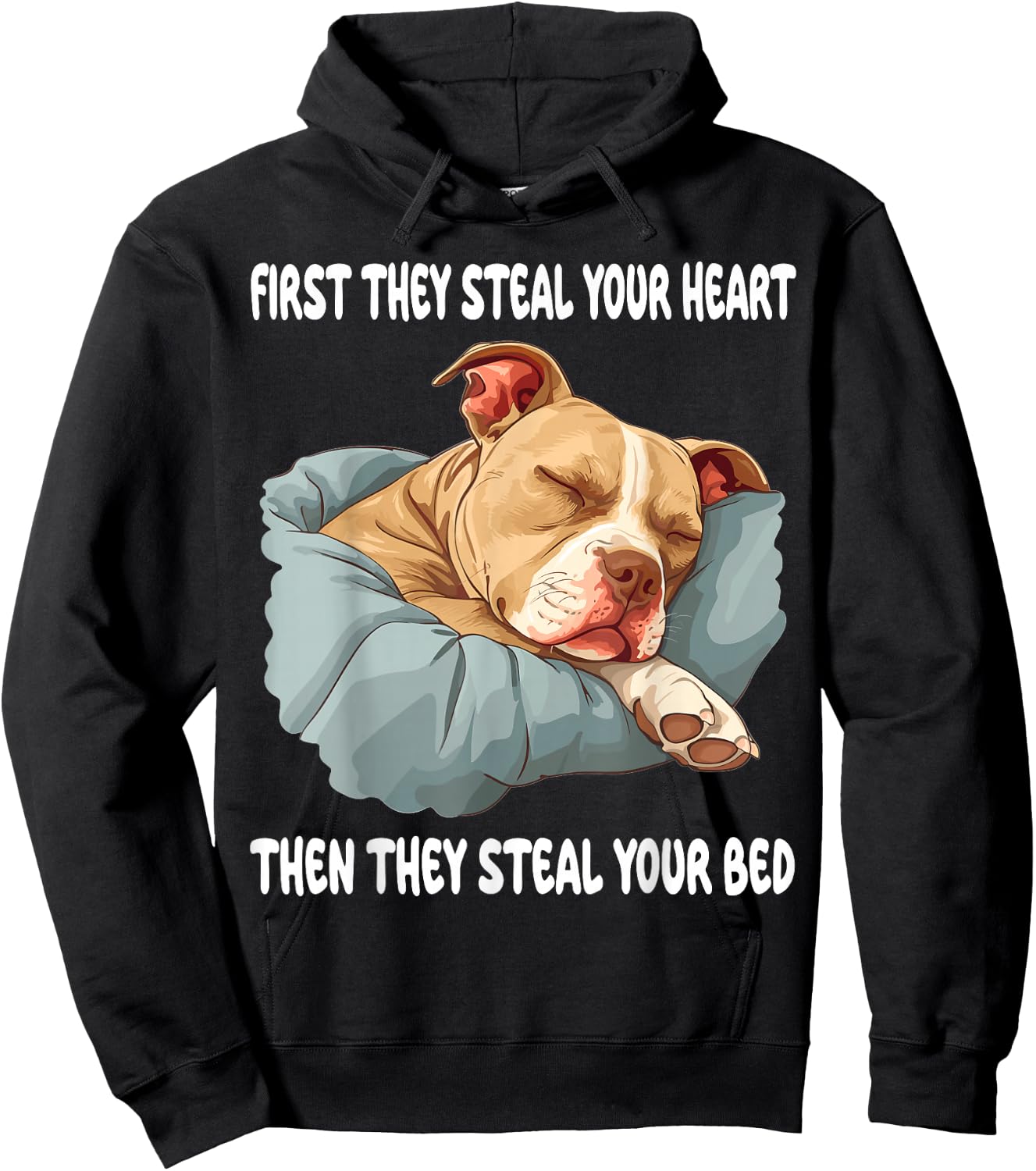 Pitbull Sleeping Pajamas Nightgown Hoodie - Hoodie | Black