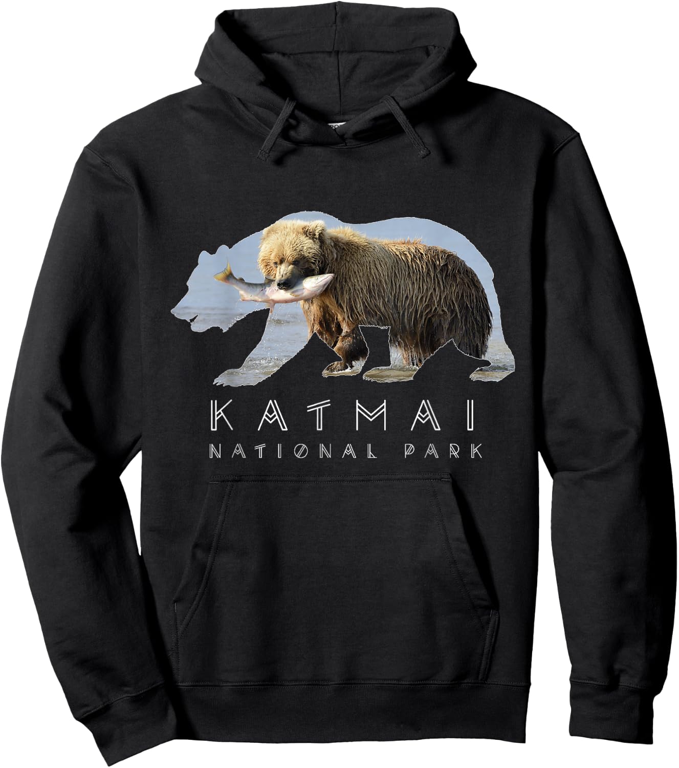 Alaskan Bear Katmai National Park Lake Image Alaska Souvenir Hoodie - Hoodie | Black