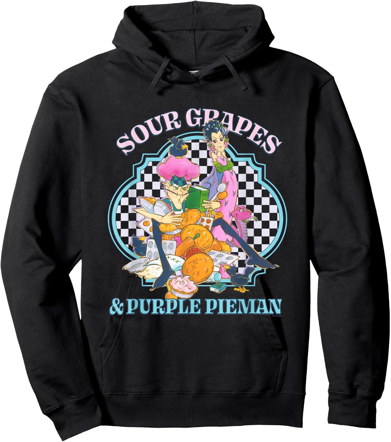 Strawberry Shortcake Sour Grapes & Purple Pieman Retro Logo Hoodie - Hoodie | Black