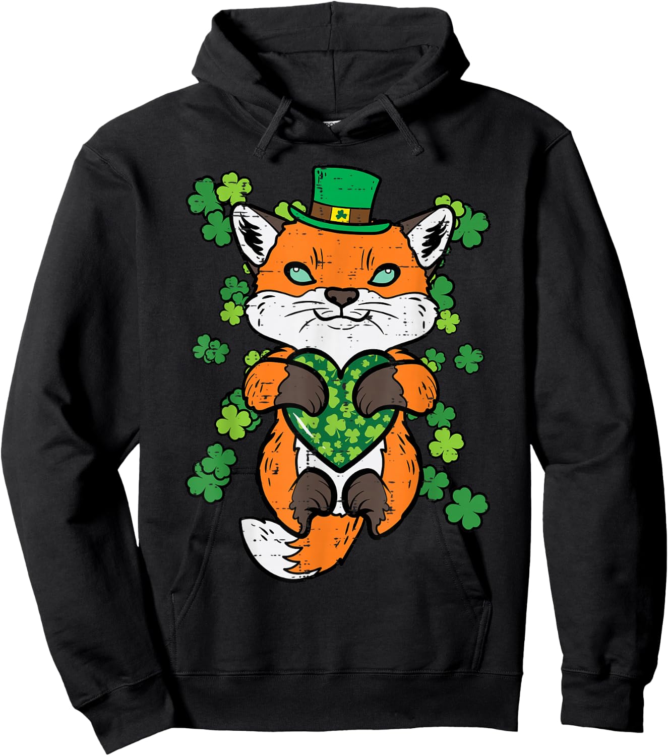 St Patricks Day Fox Saint Pattys Paddys Irish Women Kids Men Hoodie - Hoodie | Black