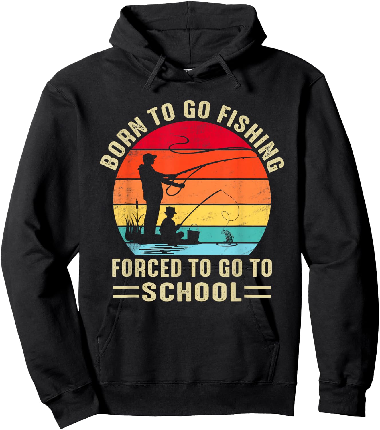Funny Born To Go Fishing Bass Fish Fisherman Boys Hoodie - Hoodie | Black