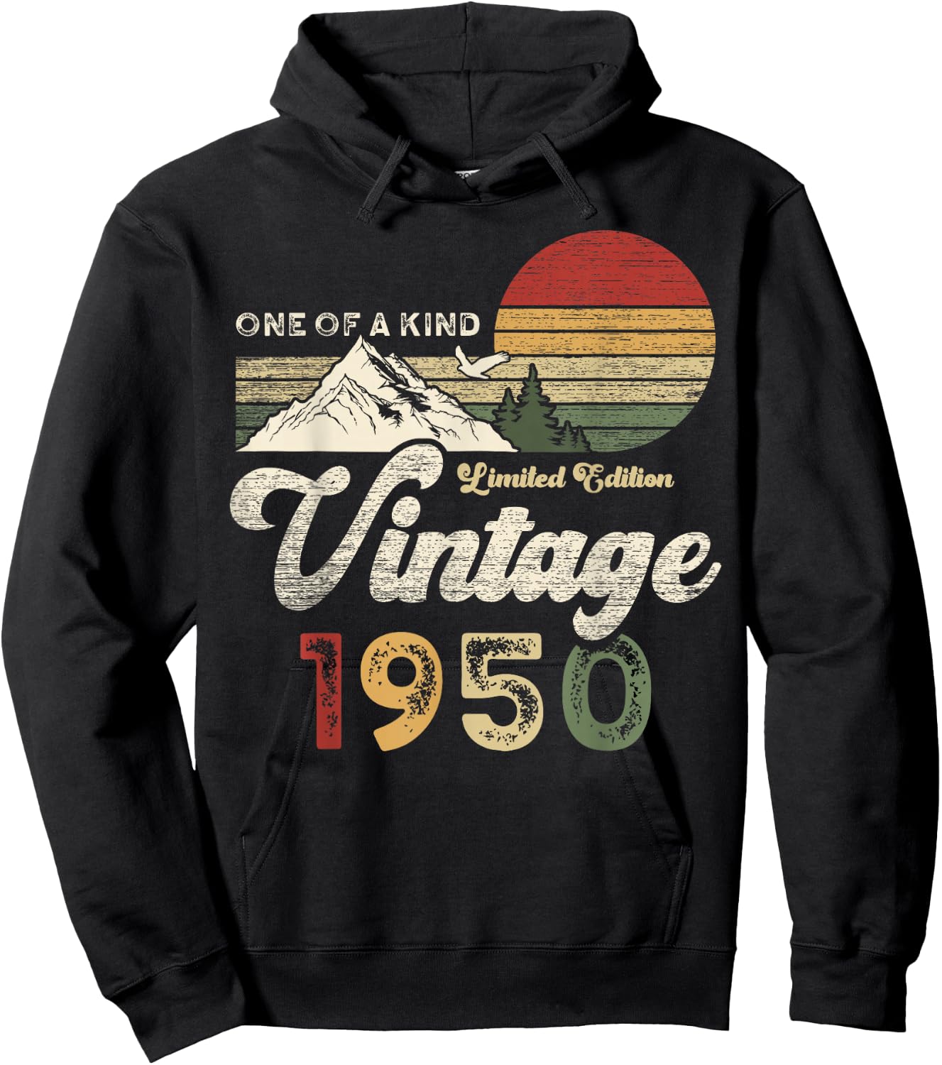 Vintage 1950 Birthday 75 Years Old Retro Eagle Mountains Hoodie - Hoodie | Black