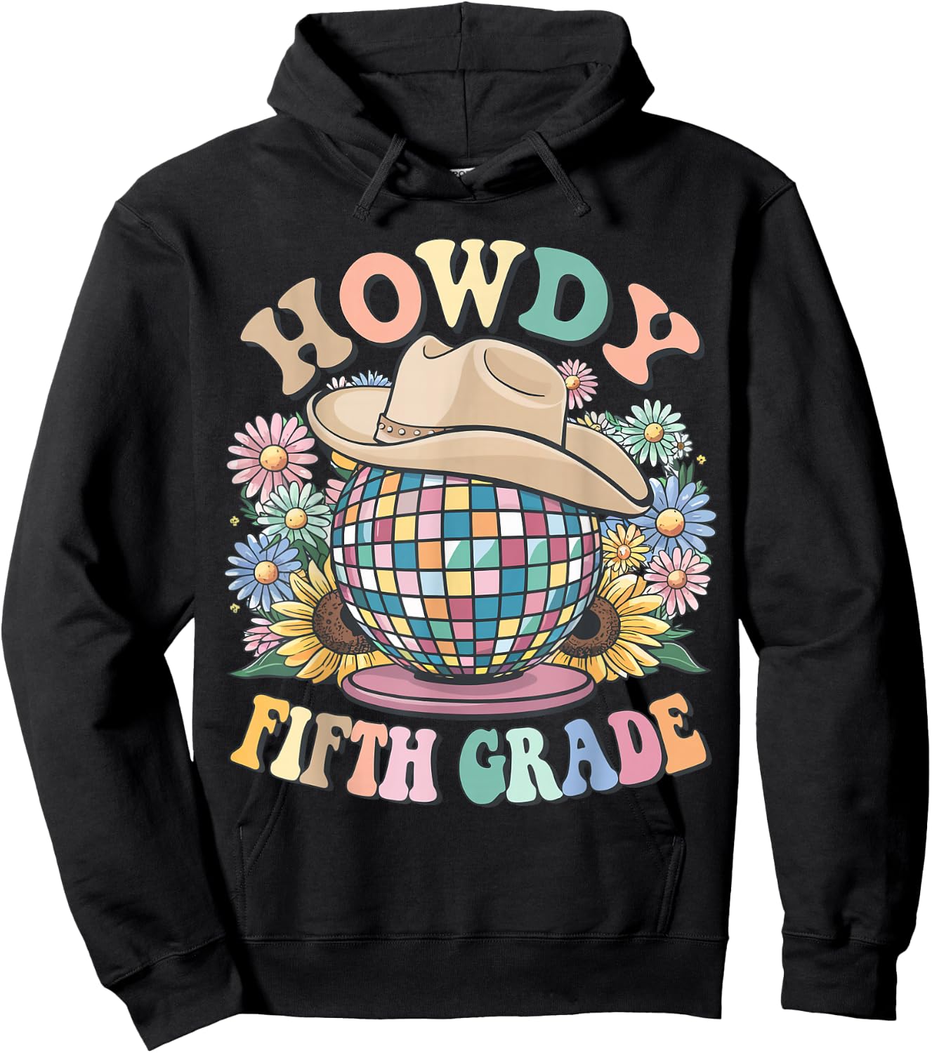 Howdy Fifth Grade Cowgirl Western 5th Grade Back to School Hoodie - Hoodie | Black