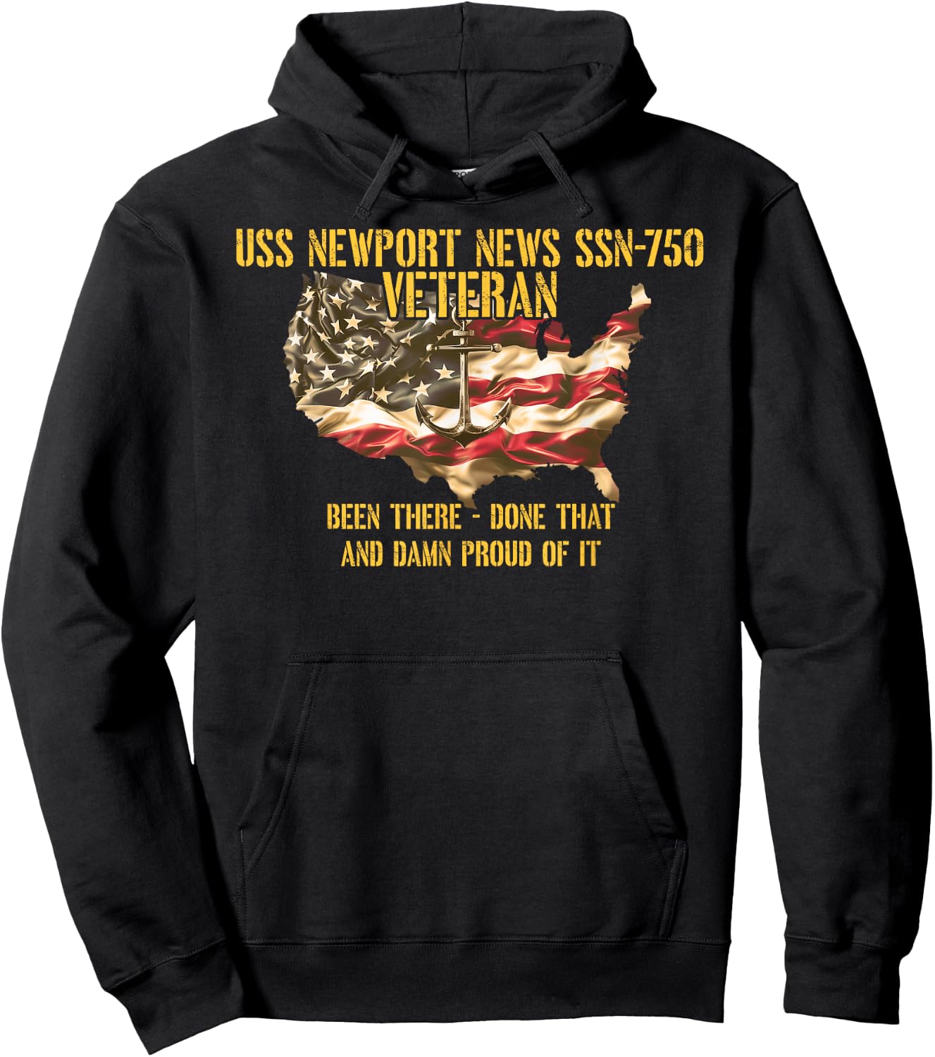 Vintage USS Newport News SSN-750 Attack Submarine Veteran Hoodie - Hoodie | Black