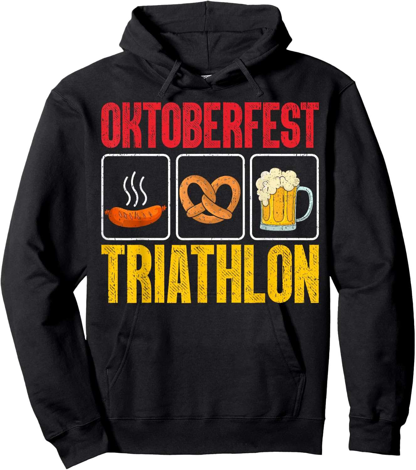 Oktoberfest Triathlon Funny Bavarian Wurst Pretzel Running Hoodie - Hoodie | Black