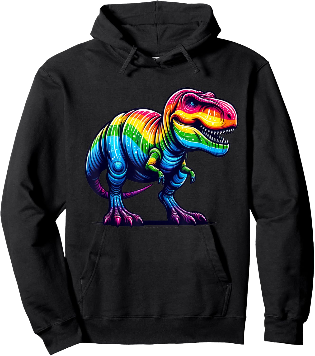 Rainbow T-Rex Dinosaur Lovers Tyrannosaurus Rex Rainbow Hoodie - Hoodie | Black