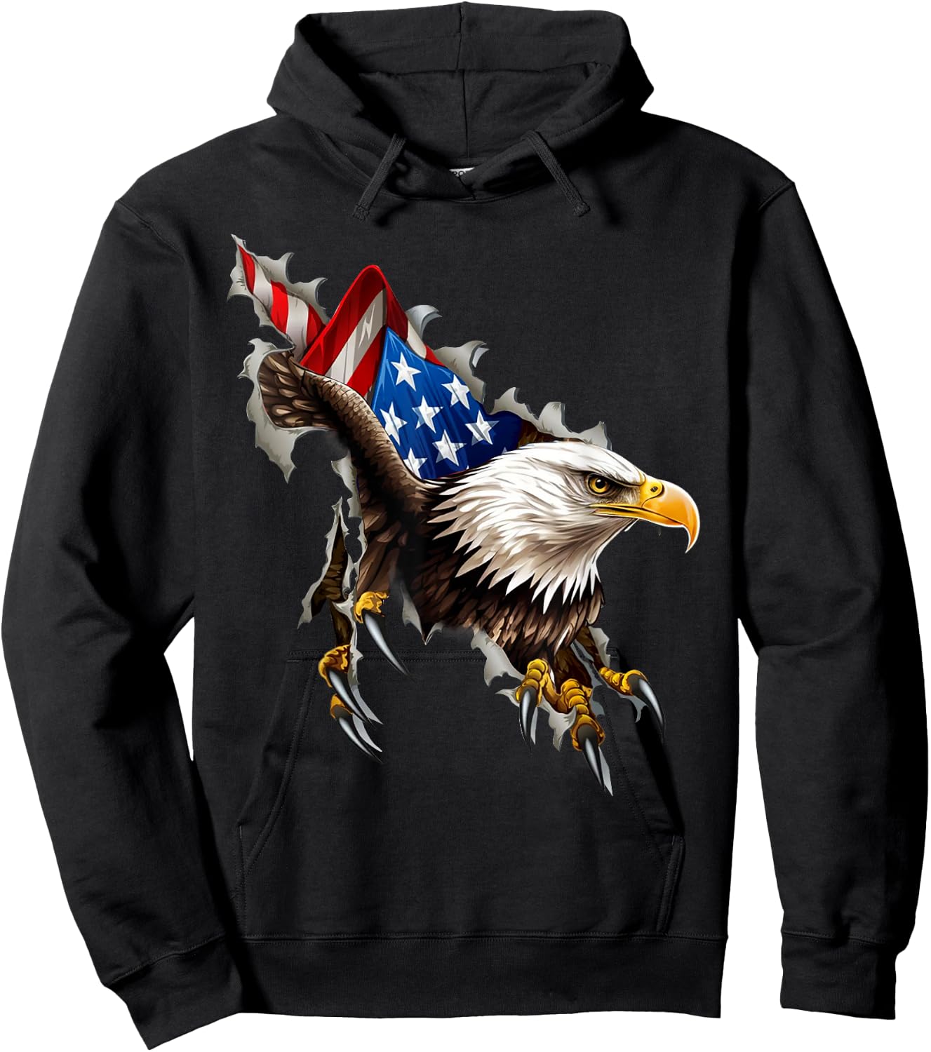 Eagle Flag American USA Patriotic 4th of July Bald Eagle Hoodie - Hoodie | Black