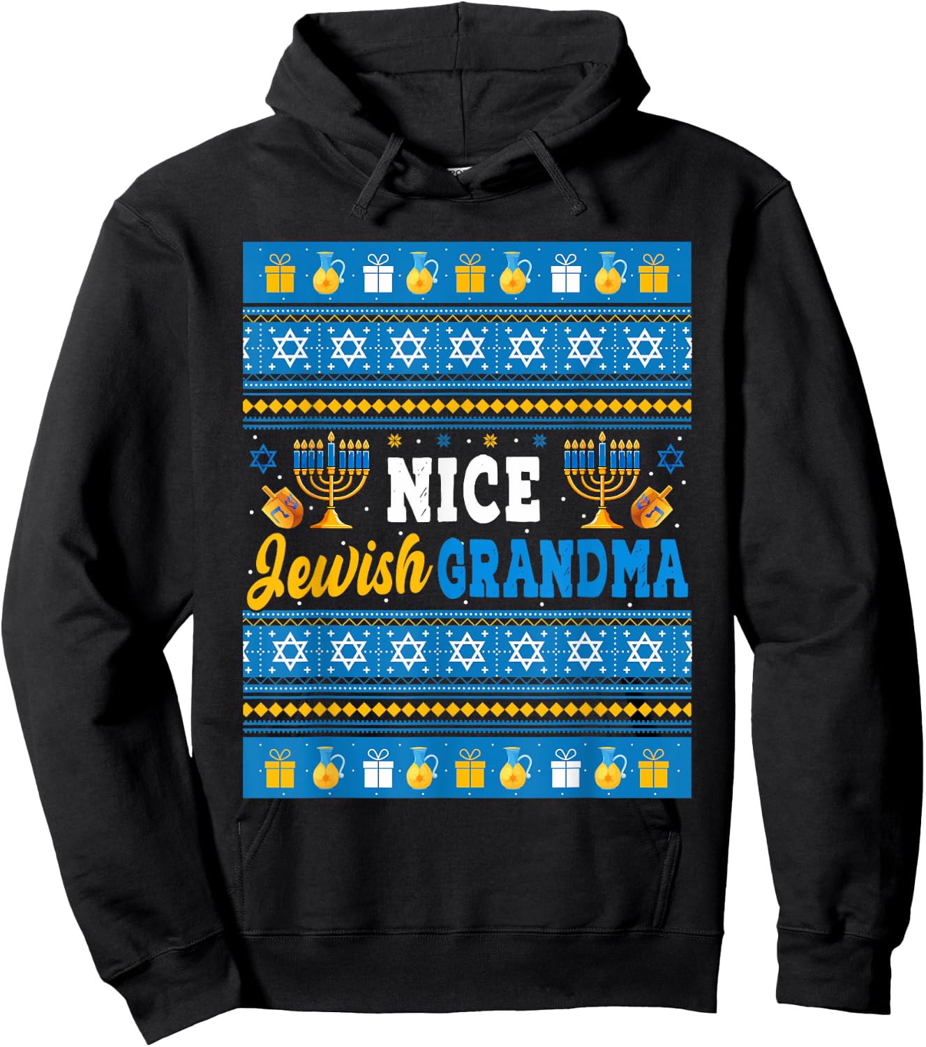 Nice Jewish Grandma Hanukkah Menorah Dreidel Matching Family Hoodie - Hoodie | Black