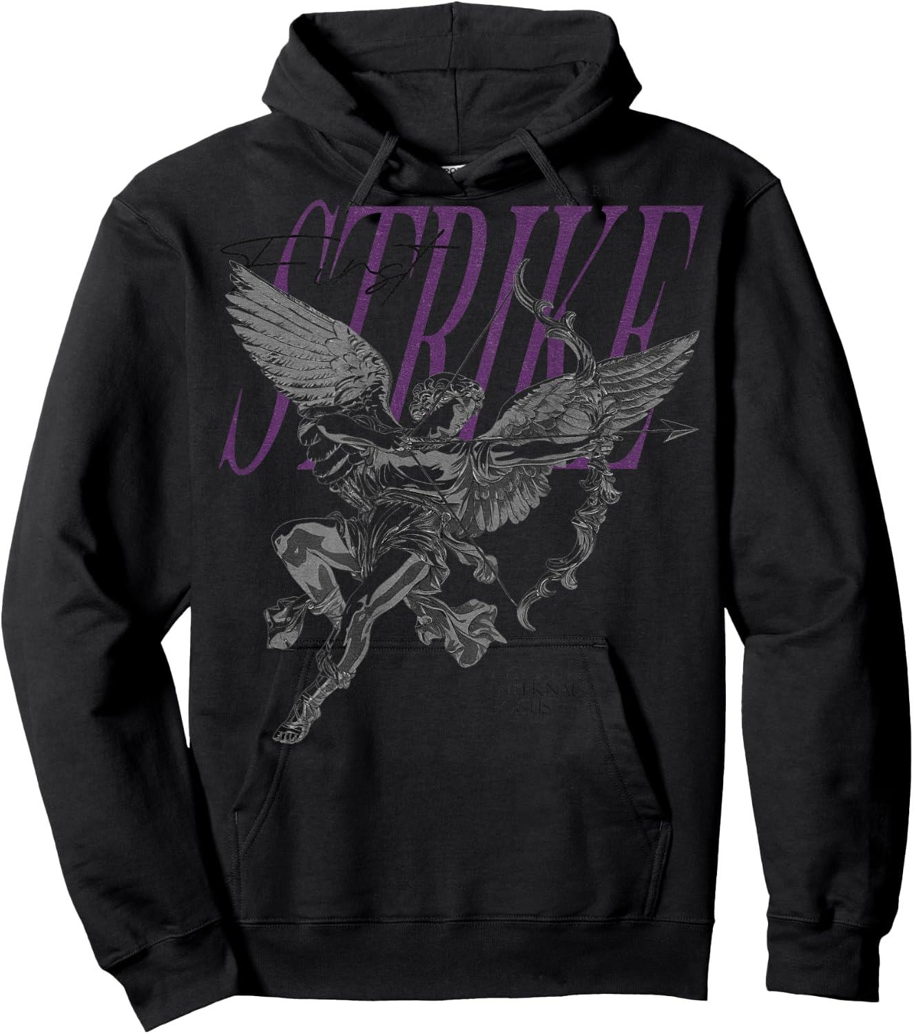 Hip Hop Vintage Edgy Urban Y2K Back Print Streetwear Angel Hoodie - Hoodie | Black