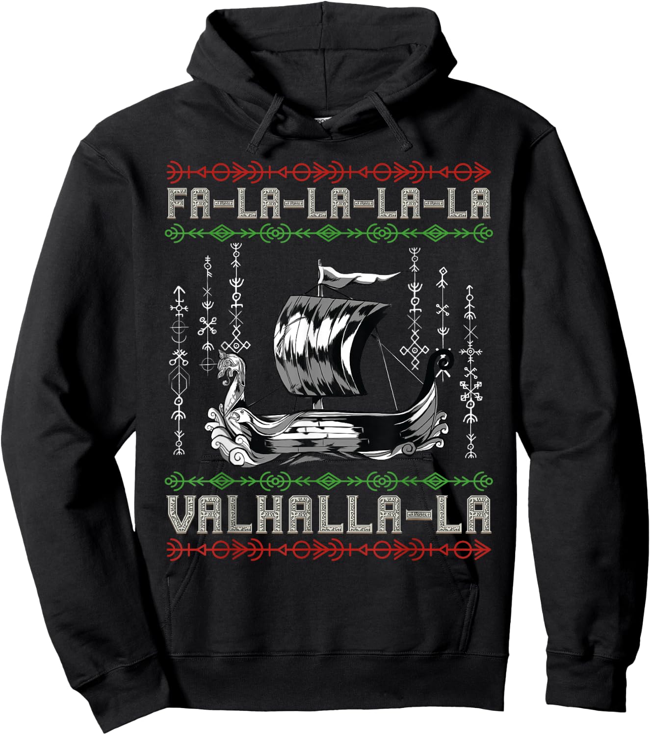 Viking Pagan Christmas - Norse Ship - Viking Longship Hoodie - Hoodie | Black