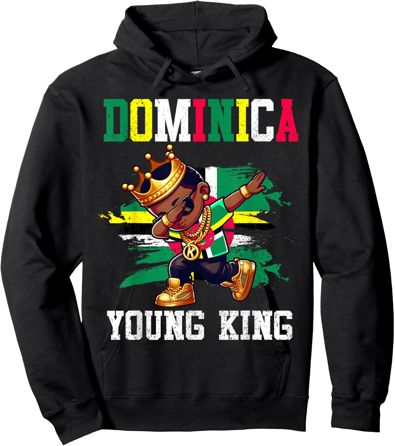 Dominica Young King Dominician Boy Proud Dominician Flag Hoodie - Hoodie | Black