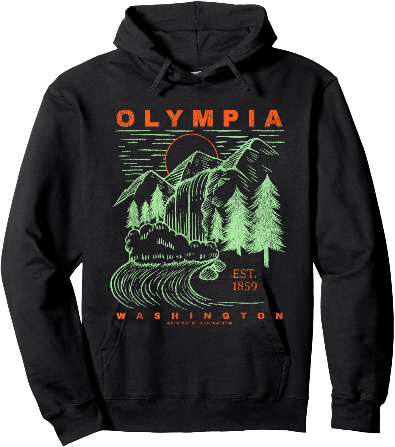 Olympia Washington Cool Travel Souvenir Rustic Olympia Hoodie - Hoodie | Black