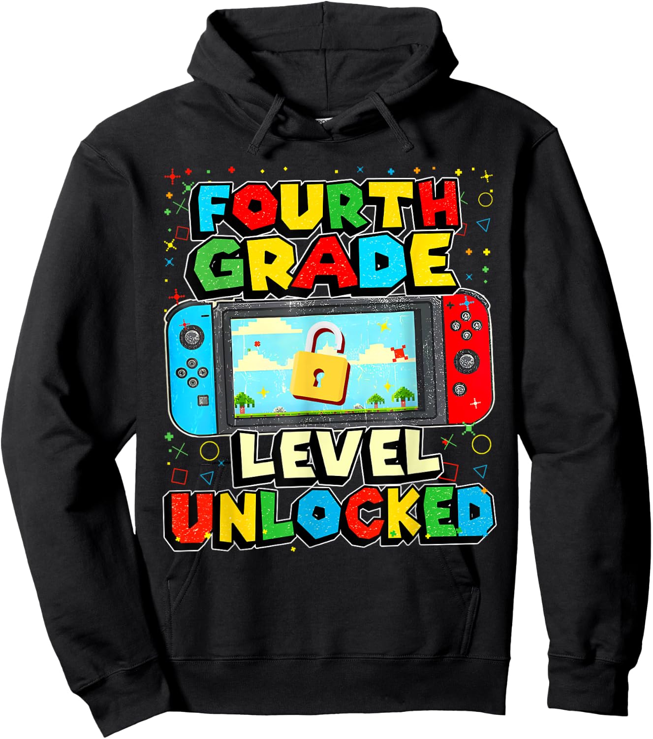4th Grade Level Unlocked Funny Gamer Boys Back To School Hoodie - Hoodie | Black